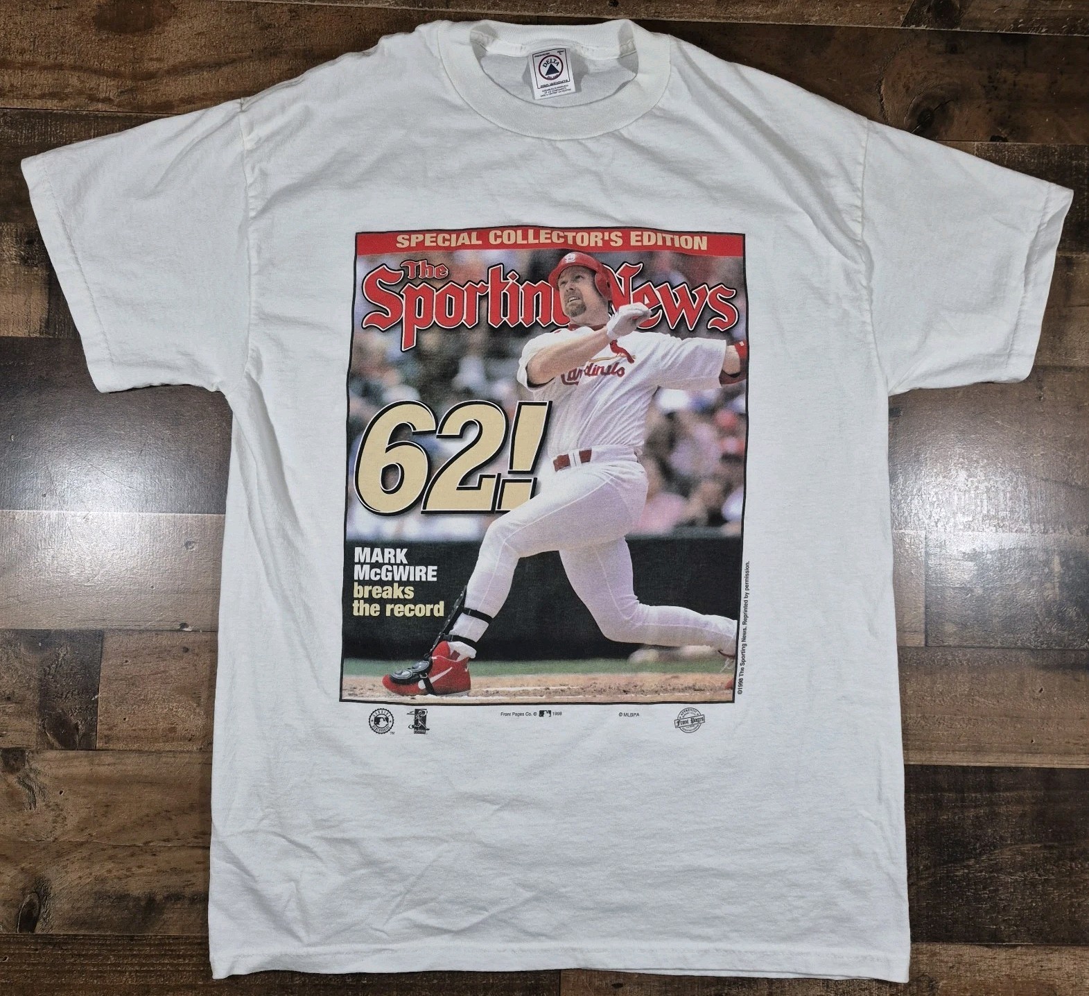 Vintage 90s Mark McGwire Shirt Mens Large White 62 Home Runs 1998
