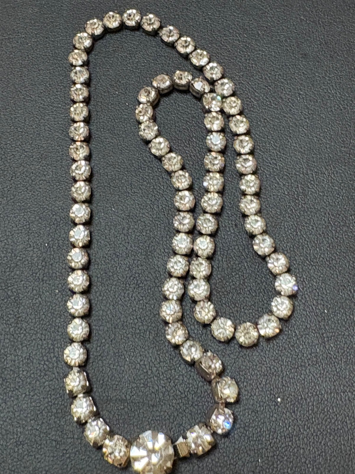 Art Deco Gorgeous High End Clear Rhinestone Vintage Necklace
