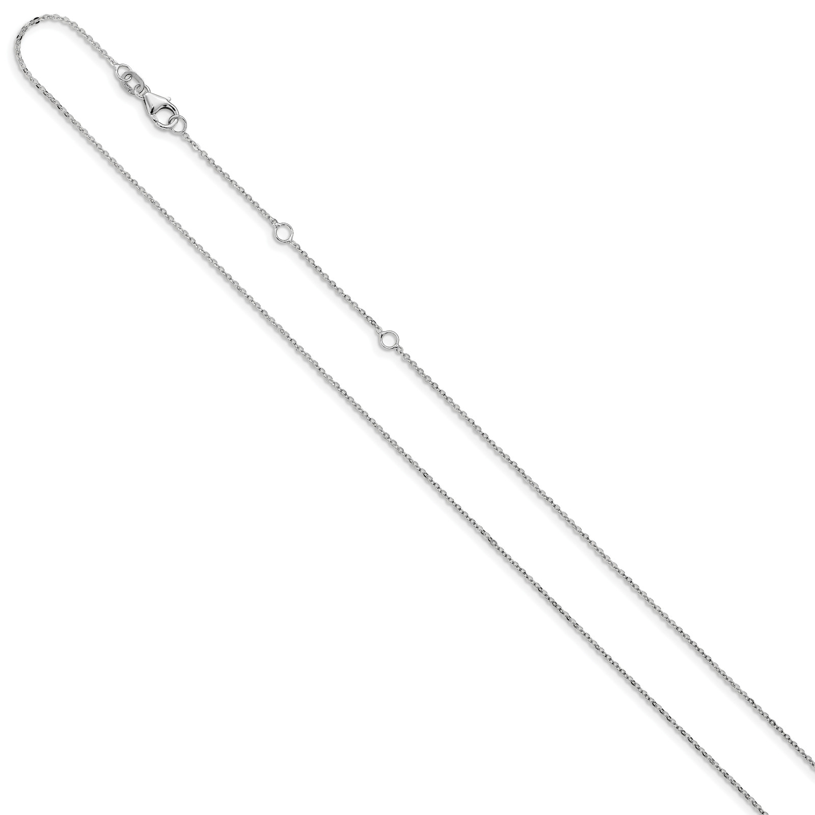 Leslie's 1.2mm Flat Cable 1in+1in Adjustable Chain Necklace 14k White Gold