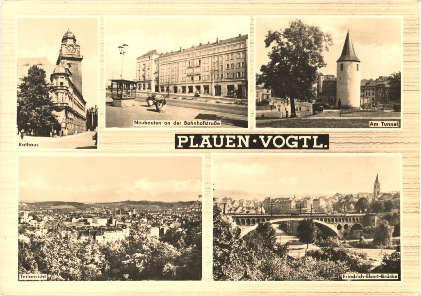 Plauen Germany Multi-View Rathaus Friedrich-Ebert-Brücke RPPC Postcard 1968