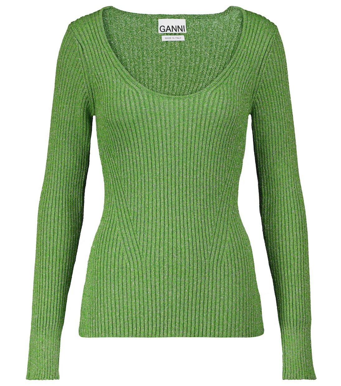 Ganni Green metallic Viscose sweater Size XS Made In Italy NWOT