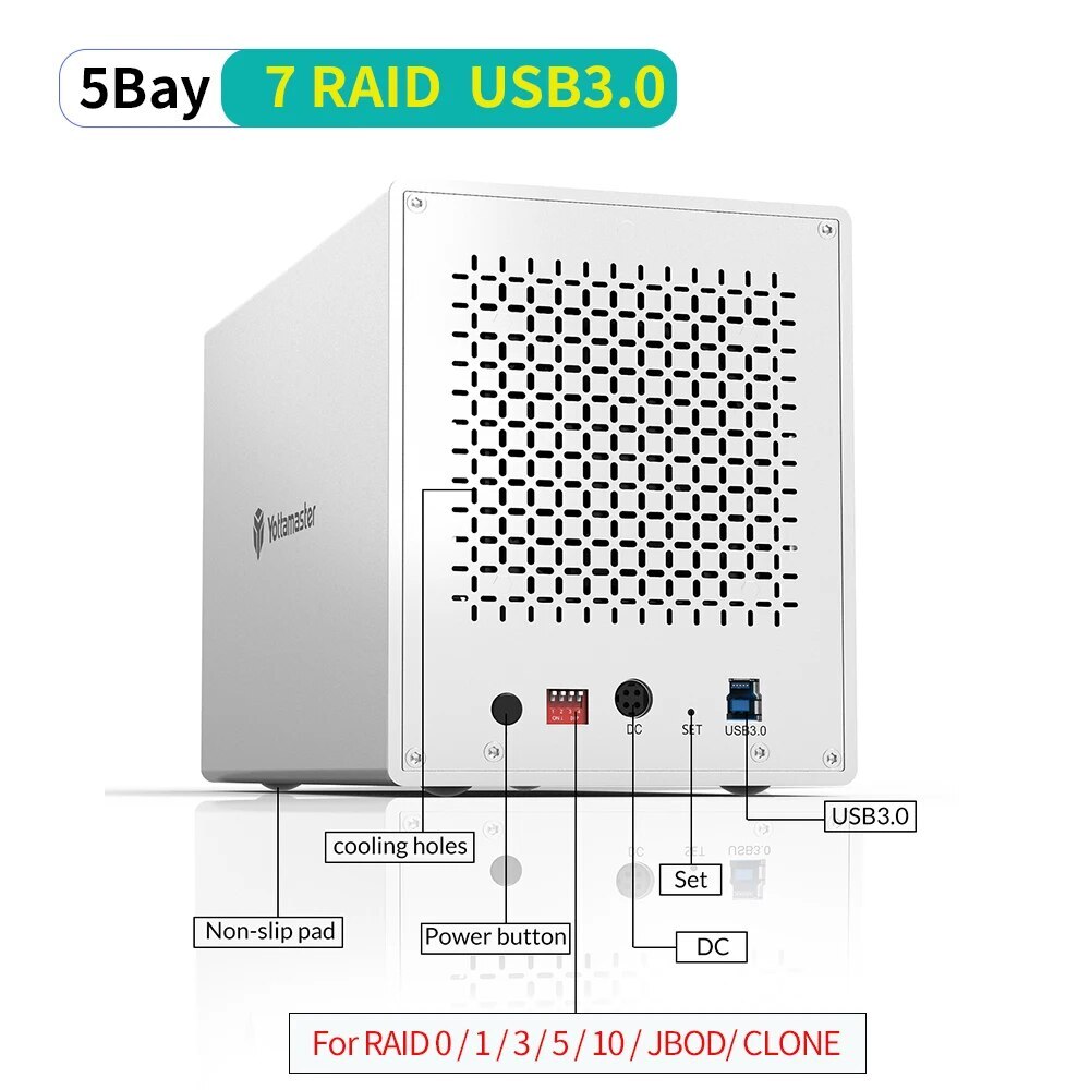 Yottamaster 2 4 5 Bay Hard Drive Enclosure USB3.0 Type C For 2.5