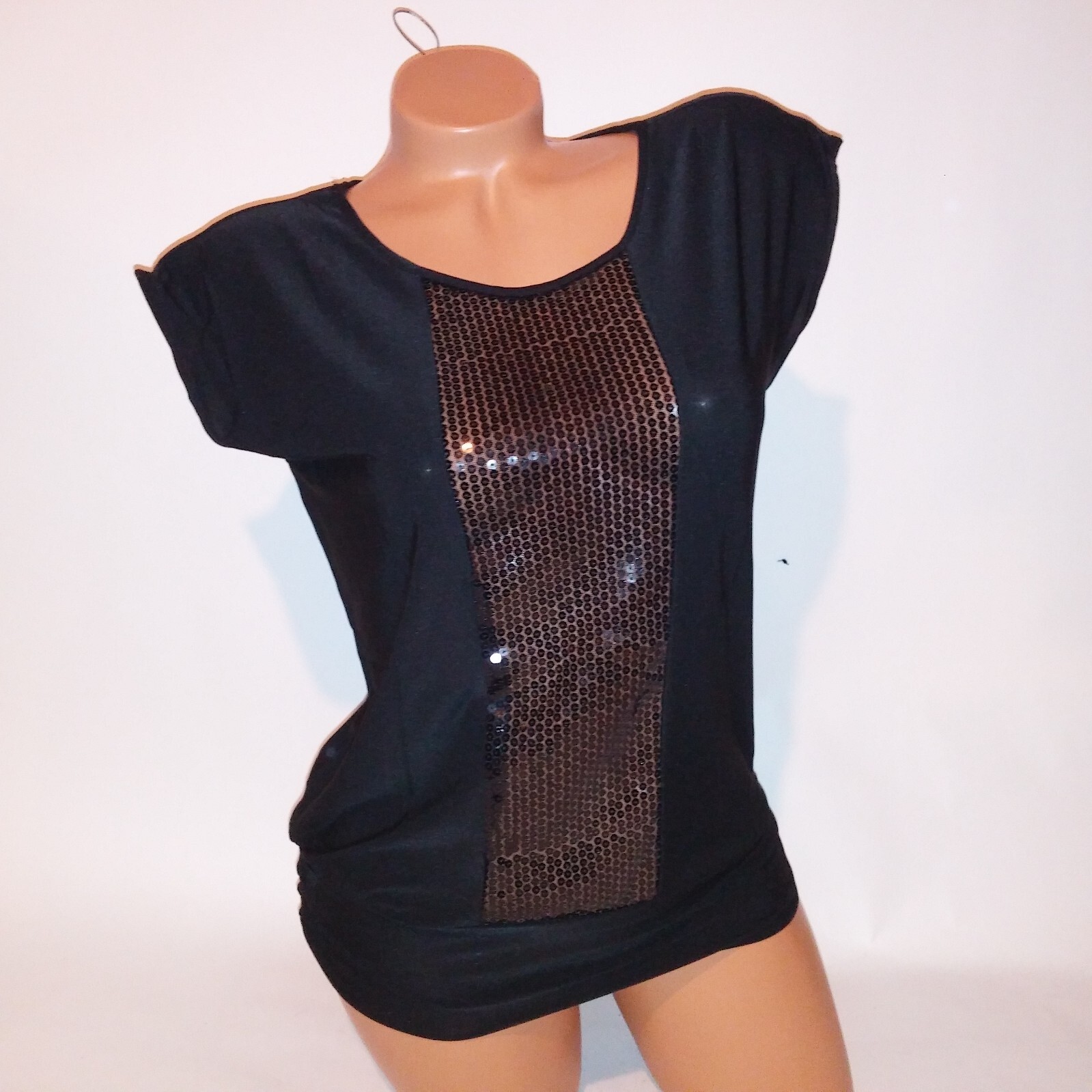 Jon & Anna Womens Blouse Tank Top Sequin Bling Solid Holiday Stretch New