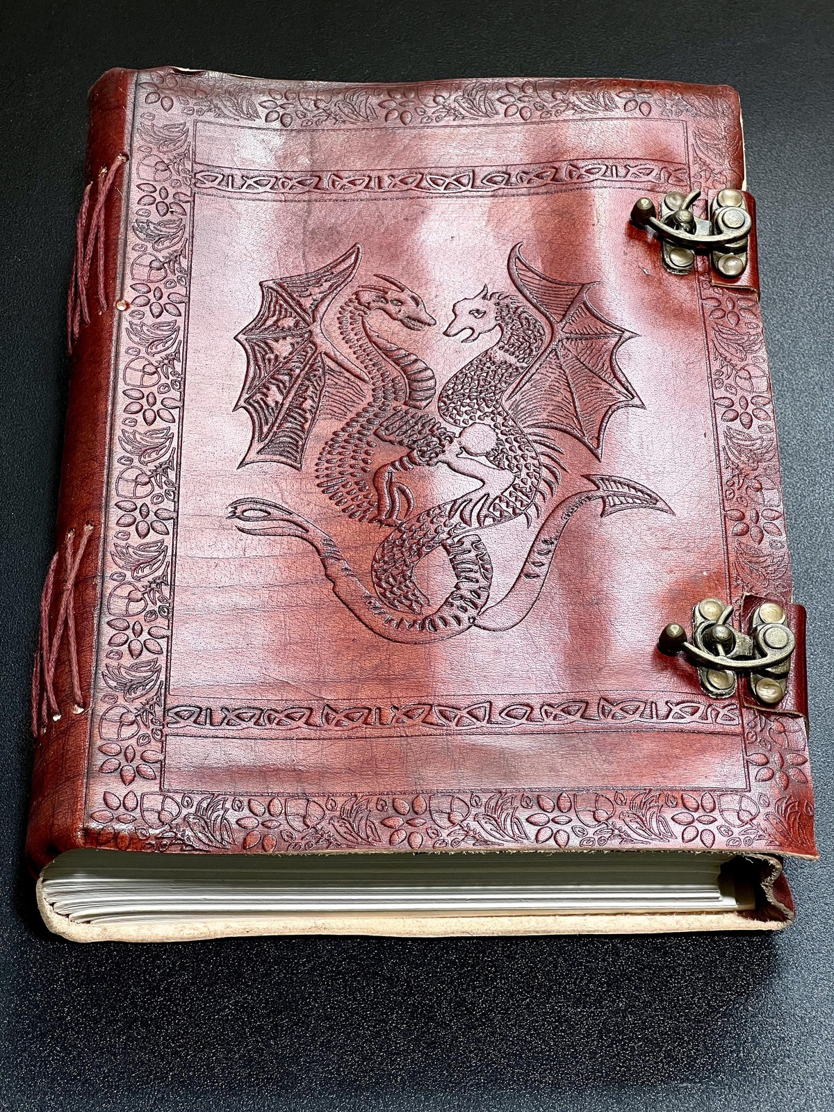 Papyrus Red Dragon Embossed Leather Bound 300 Page Sketchbook Notebook