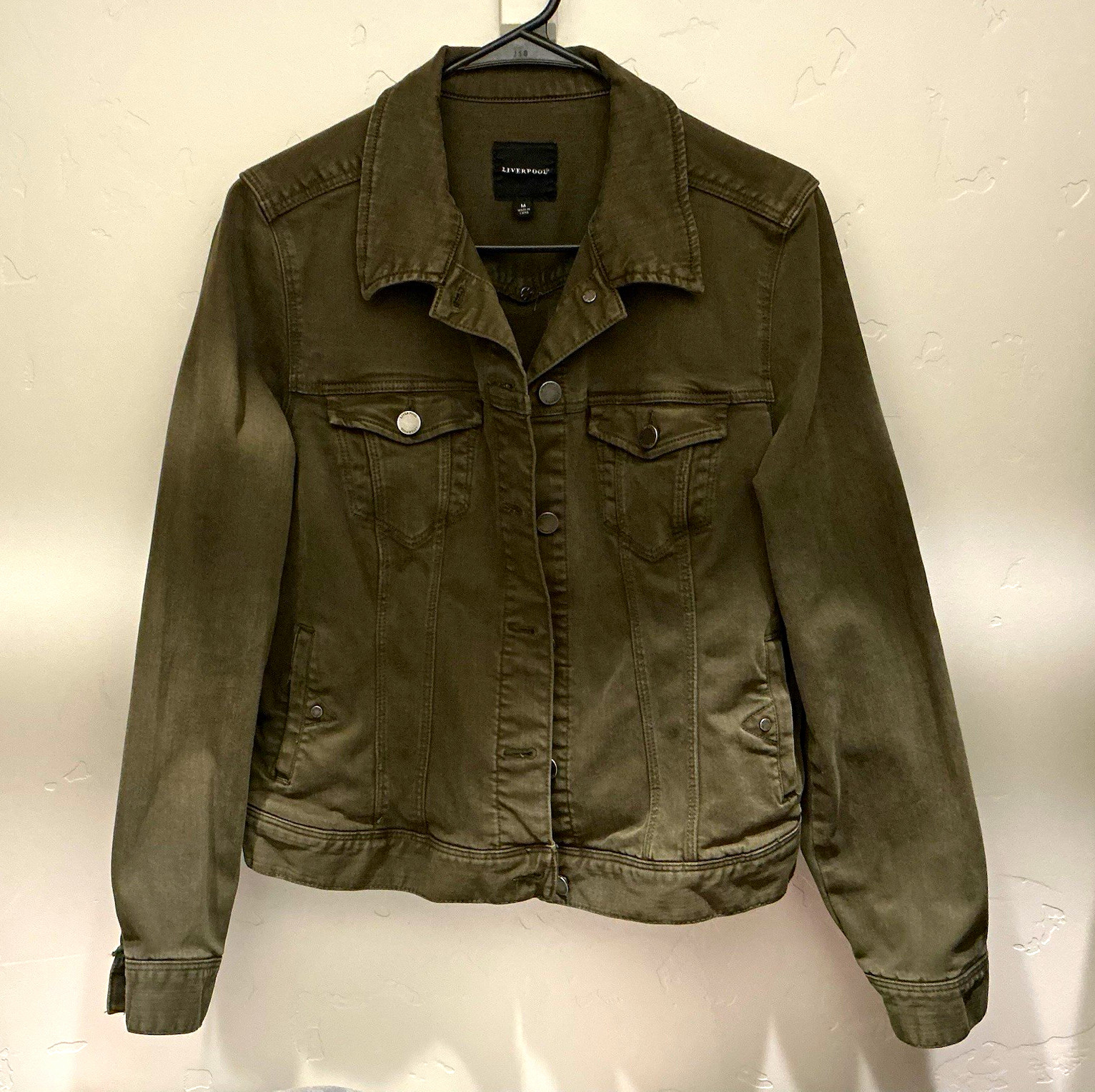 Liverpool Women’s Green Denim Jacket M Button Front