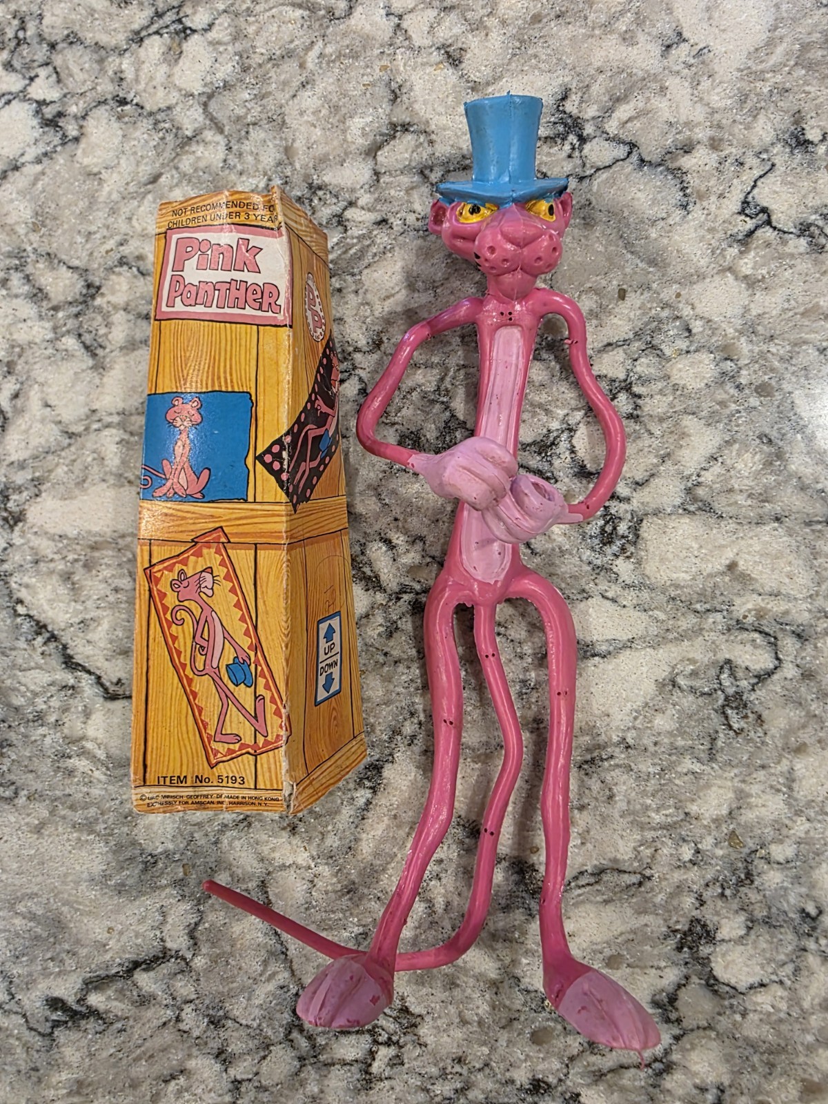 Vintage Bendable Pink Panther with Box 