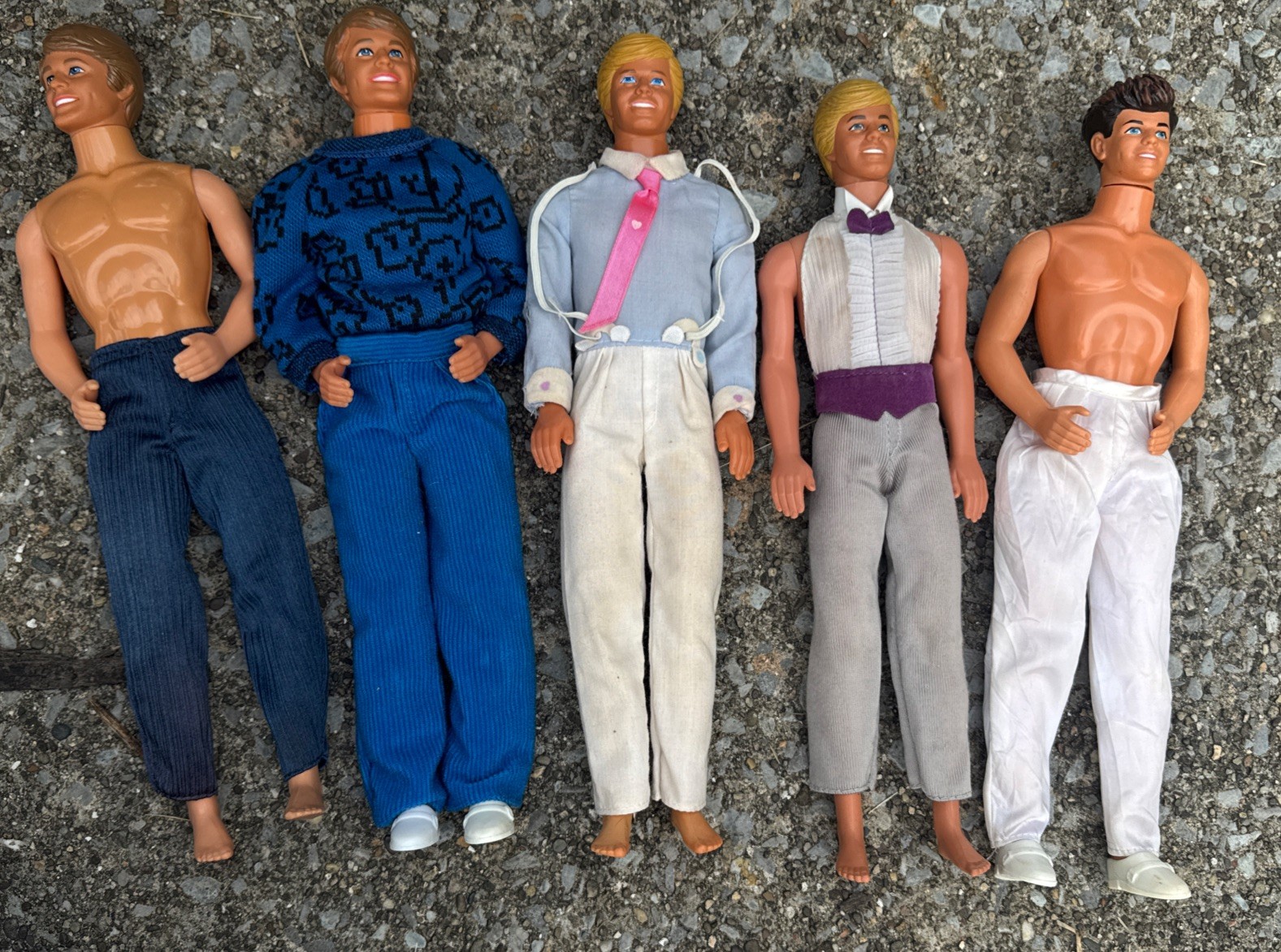 Vintage Mattel Ken Doll Lot of 5 – Click Bendable Knees – Mixed Outfits