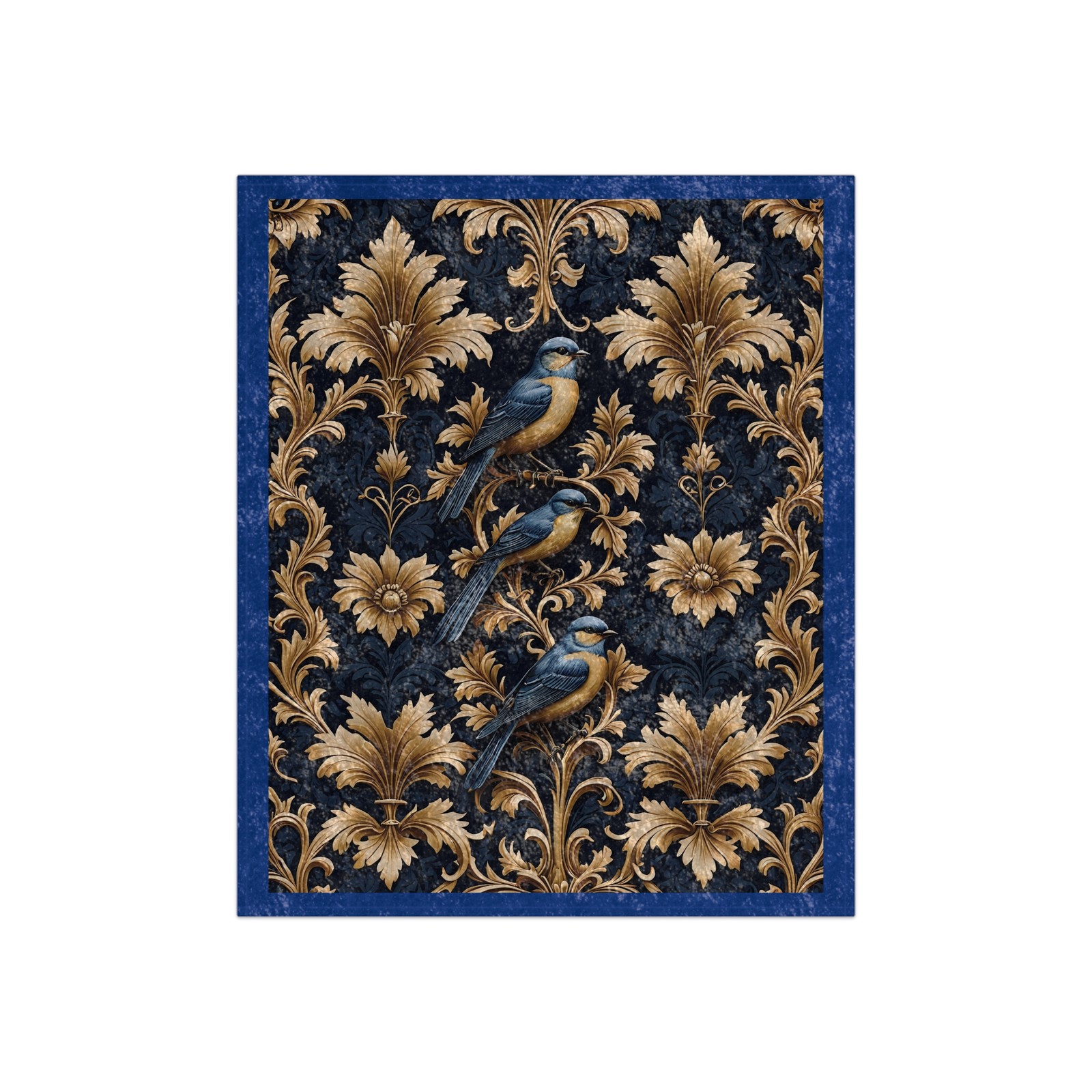 Decadent Velvet Bluebird Tapestry | Victorian Crushed Velvet Bluebird Throw 