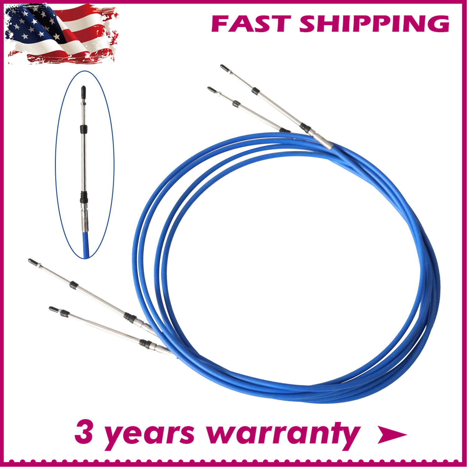2PCS 12FT 33C Throttle Shift Control Cable Fit for Yamaha Outboard Inboard