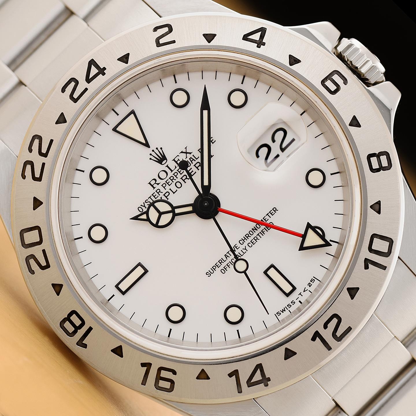 ROLEX MENS EXPLORER II 16570 GMT POLAR WHITE 40MM STAINLESS STEEL OYSTER WATCH