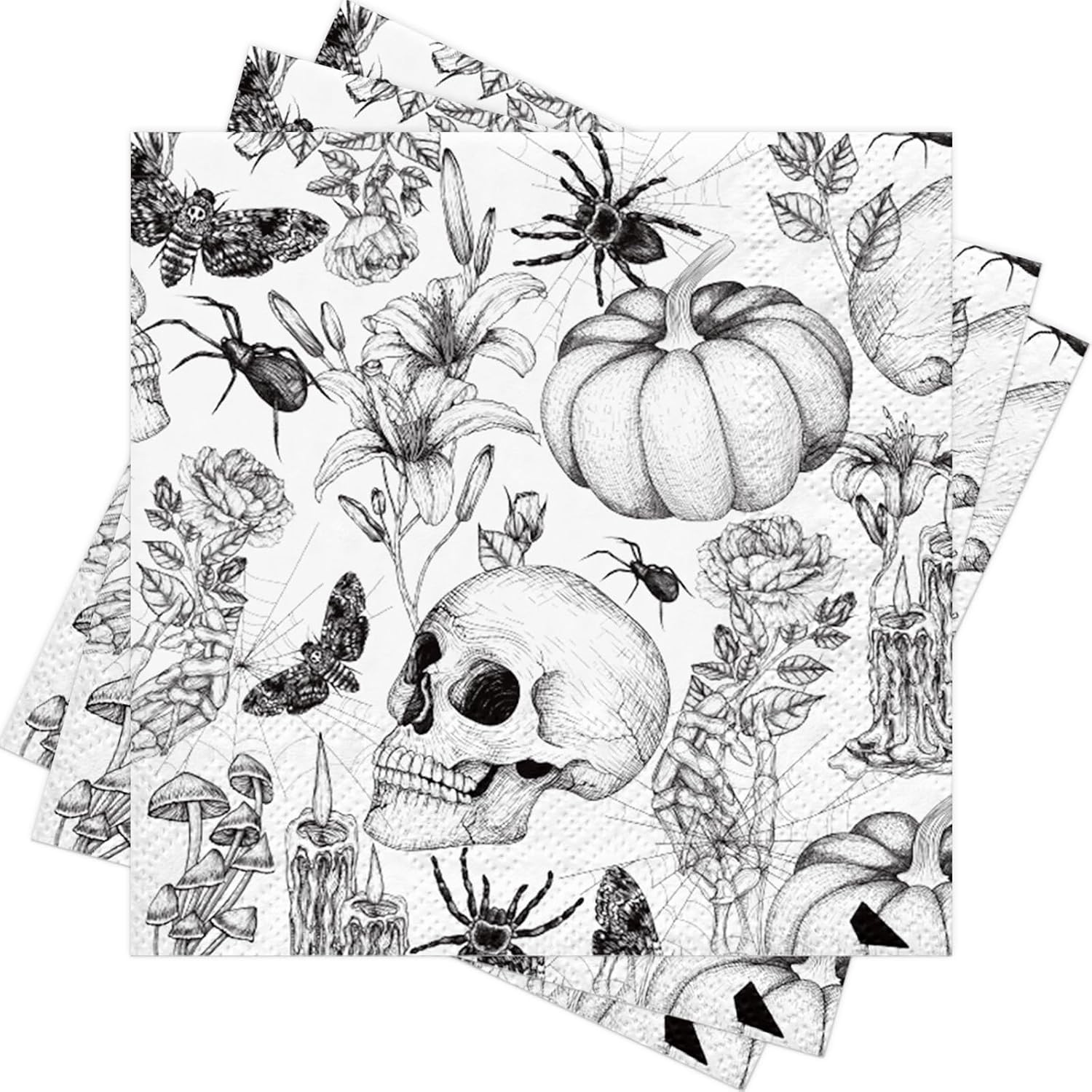 5 x 5 Inch, Holiday Table Supplies, Gothic Decor, Dinner, 3 Ply Vintage Gothic