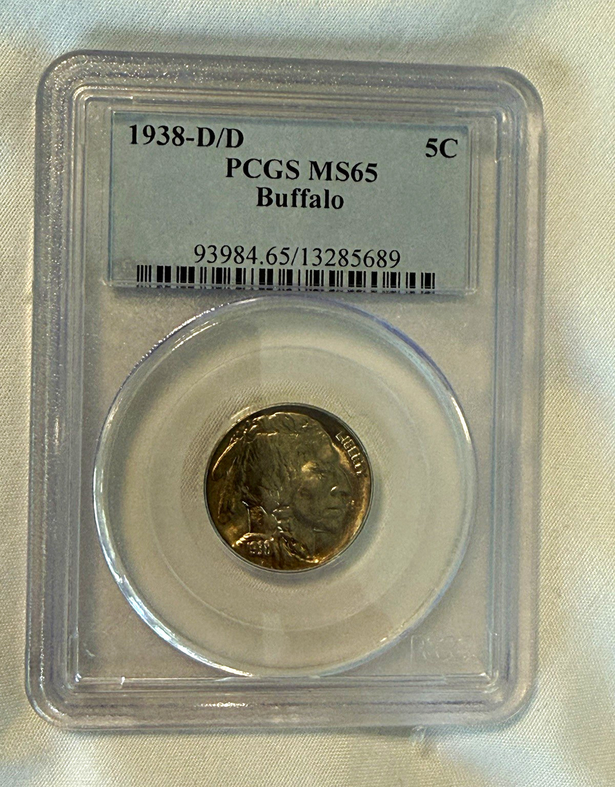 1938-D/D Buffalo Nickel PCGS MS65 Gem BU RP Denver Bus. Strike Cert #13285689