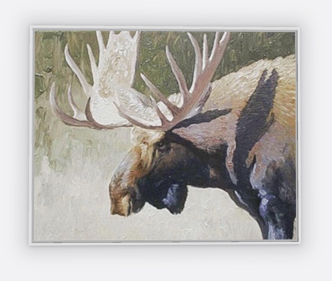 Bull Moose 30 x 40 Framed Embellished Art Print By  Edward Suthoff