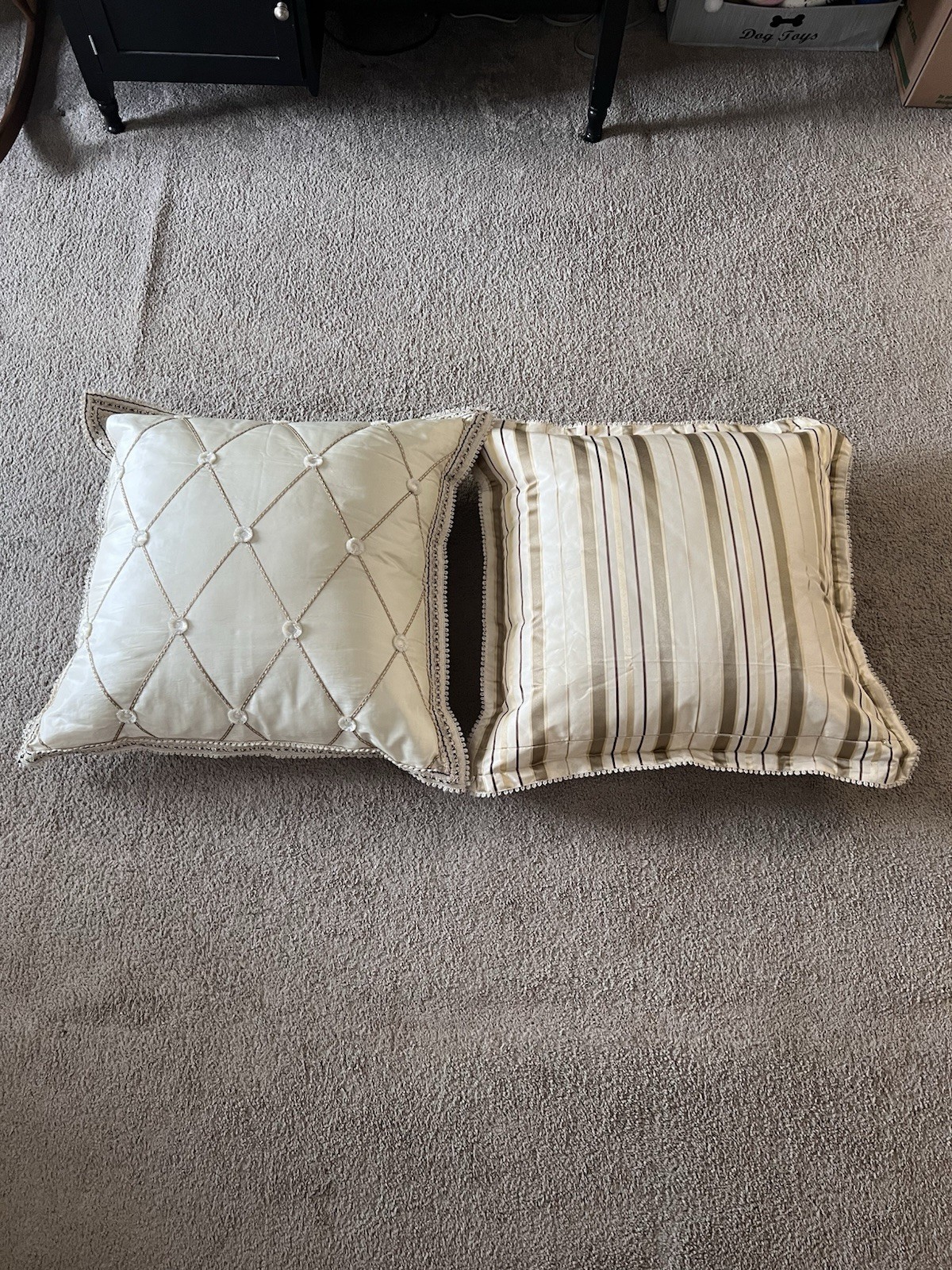 Set Of Michael Amini Luxembourg Champagne Decorative Pillows 26x26” Luxury