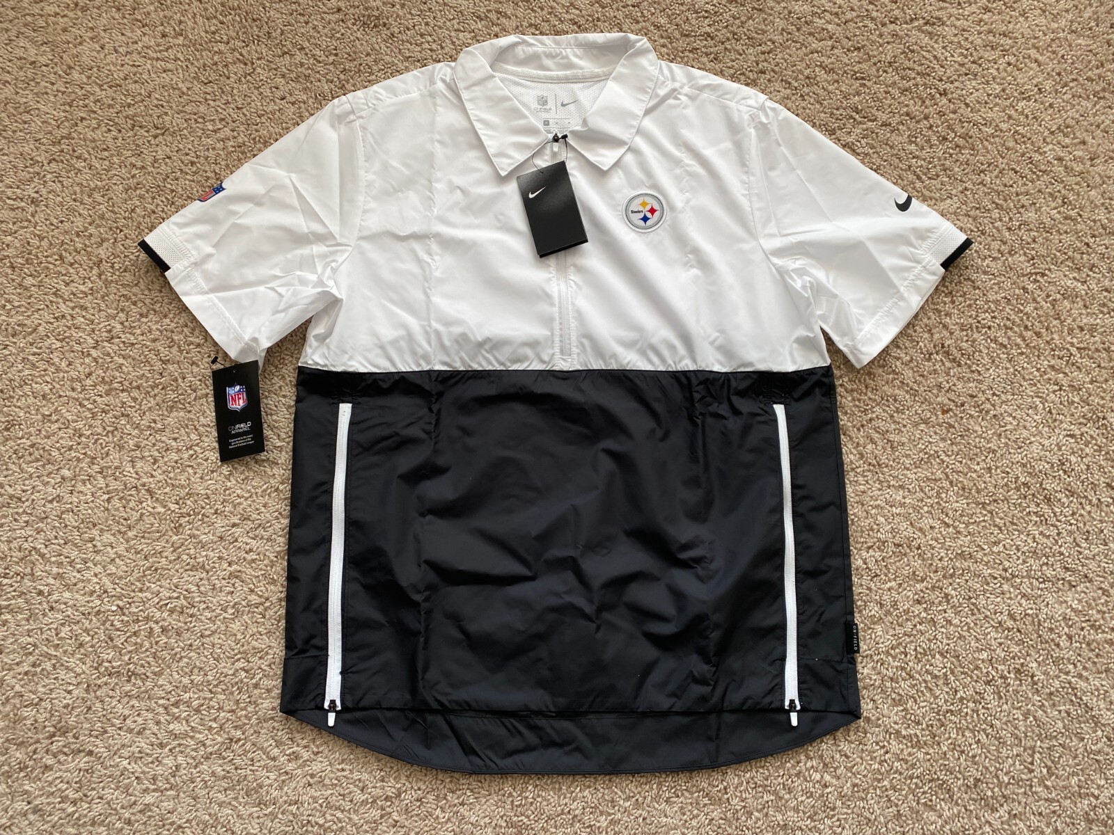 Nike Pittsburgh Steelers sideline half-zip short sleeve jacket men M
