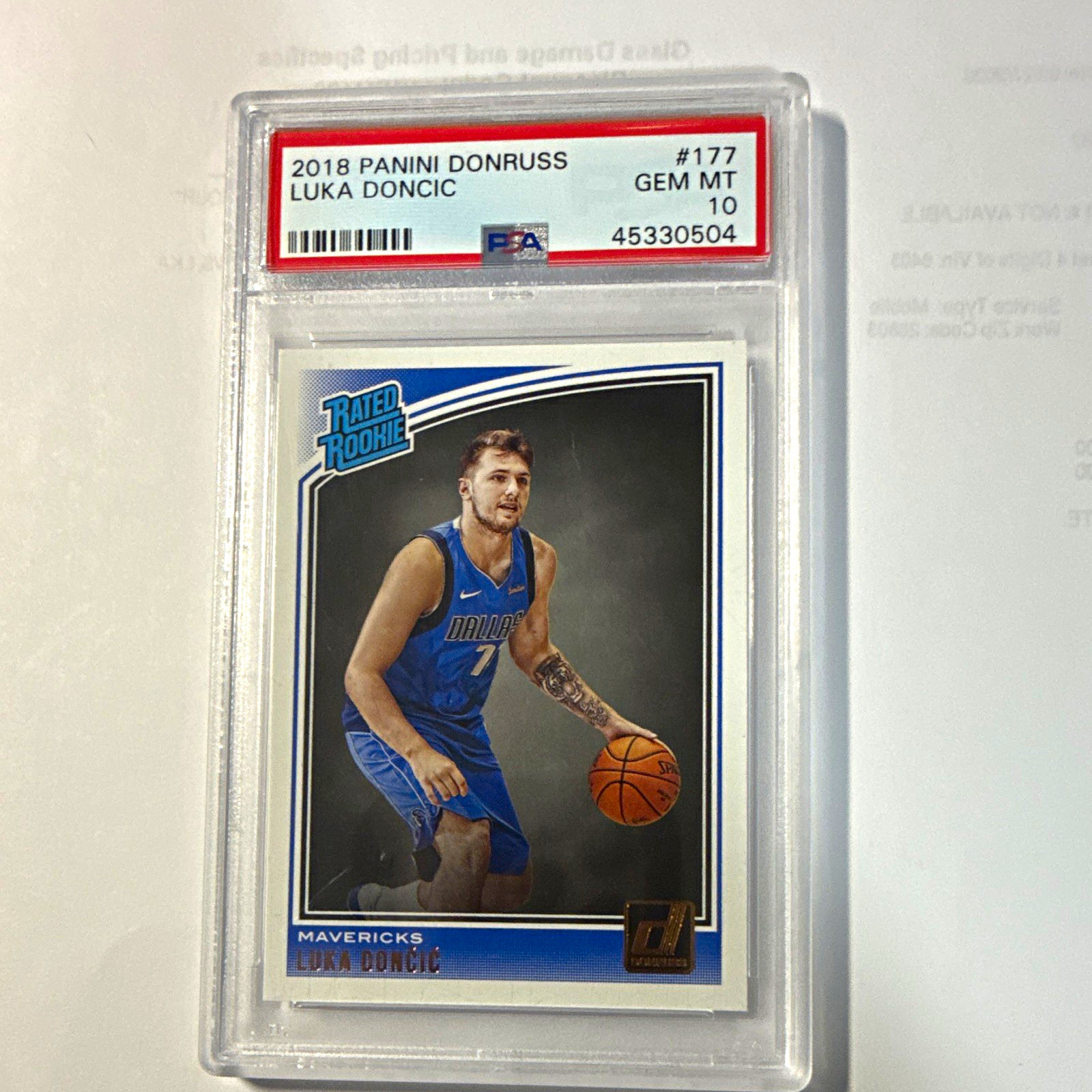 Panini Donruss 2018-19 Luka Dončić Rated Rookie RC #177 PSA 10 Panini Donruss 2018-19 Luka Dončić Rated Rookie RC #177 PSA 10