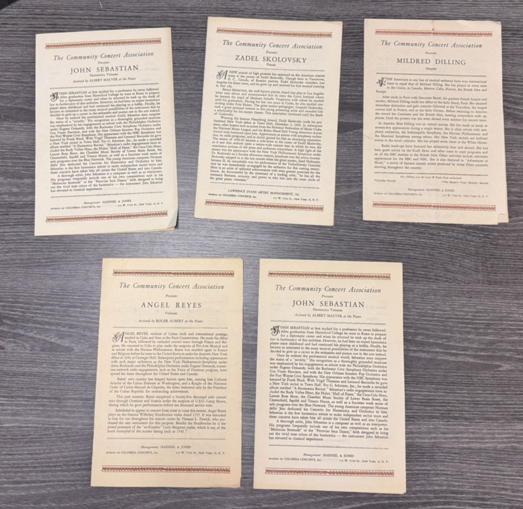 VTG 1940\'s-1950s Classical Music Ephmera lot Dilling Sebastian Skolovsky Reyes 5