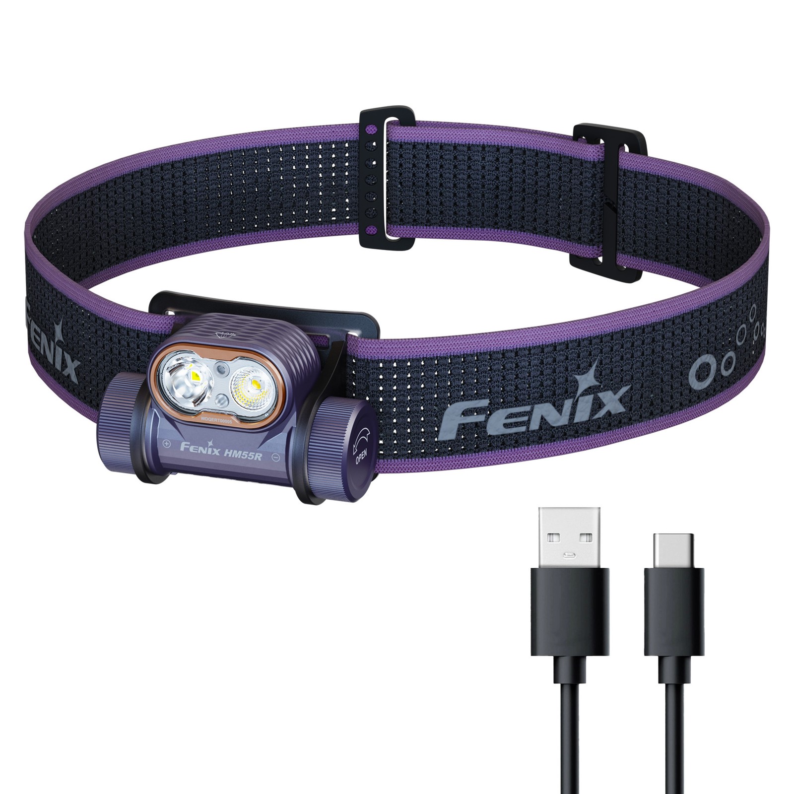 Fenix HM55R 1200 Lumen Lightweight Rechargeable Running Headlamp (Purple)