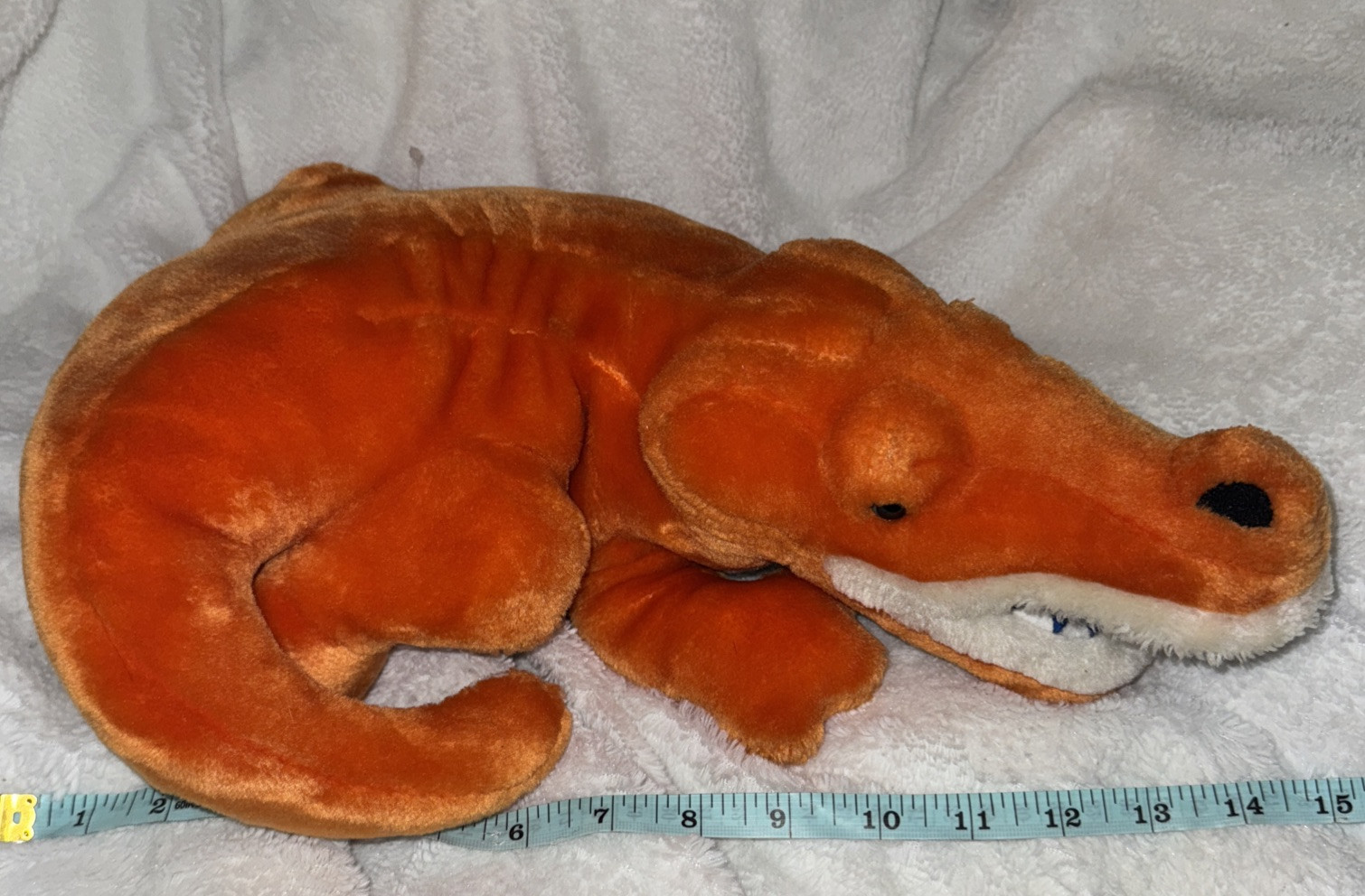 Vintage Orange Alligator Plush Blue Mouth 15 Inch HTF Rare