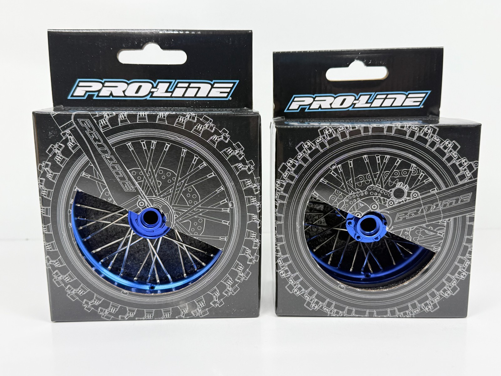 Pro-Line 1/4 Pro-Spec Alum V2 Bead Front / Rear Wheels Blue (2) for Promoto-MX