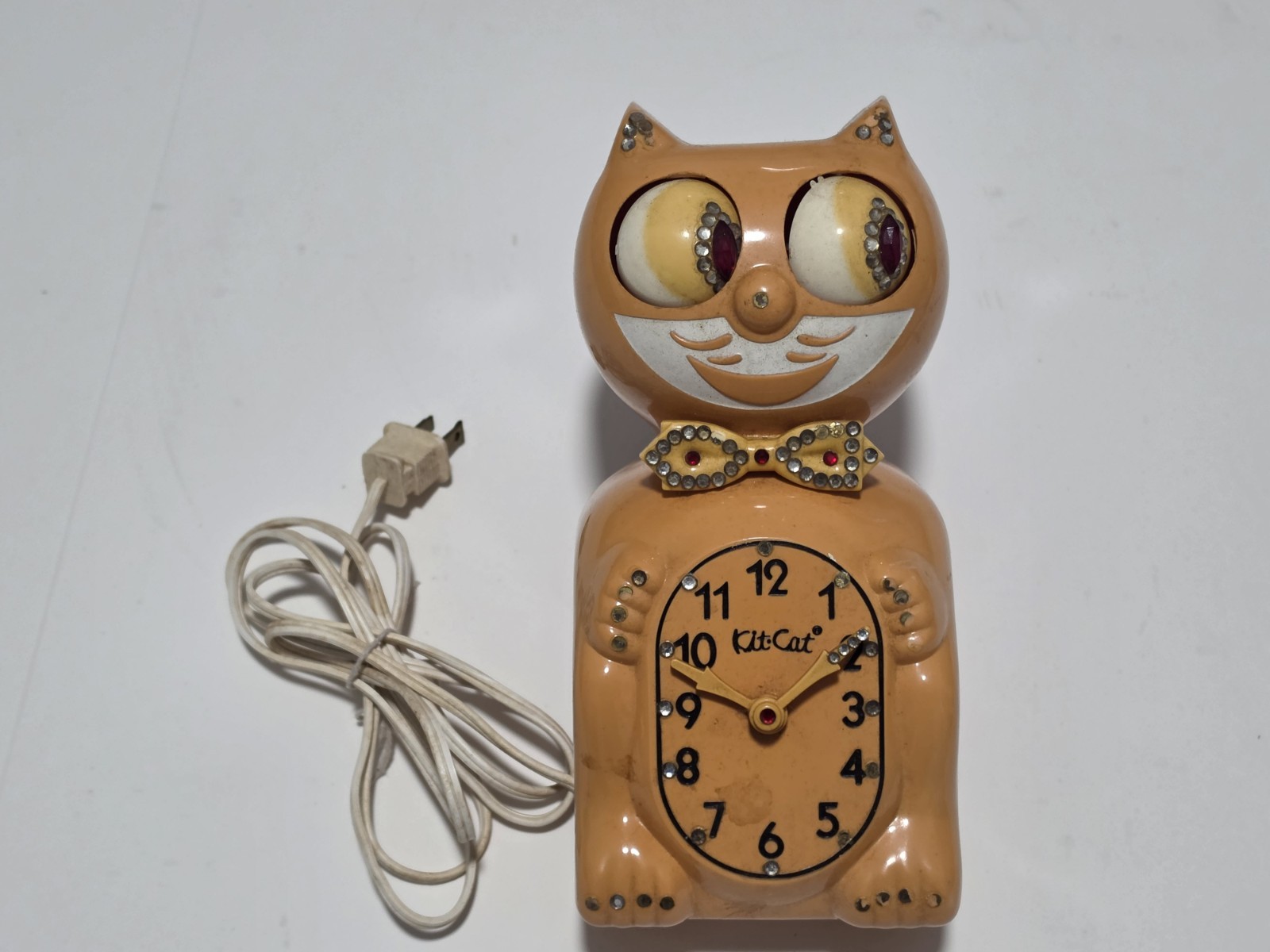 Vtg OG Kit Cat Klock - Wall RARE Orange Color Jeweled Model D8 PARTS REPAIR READ