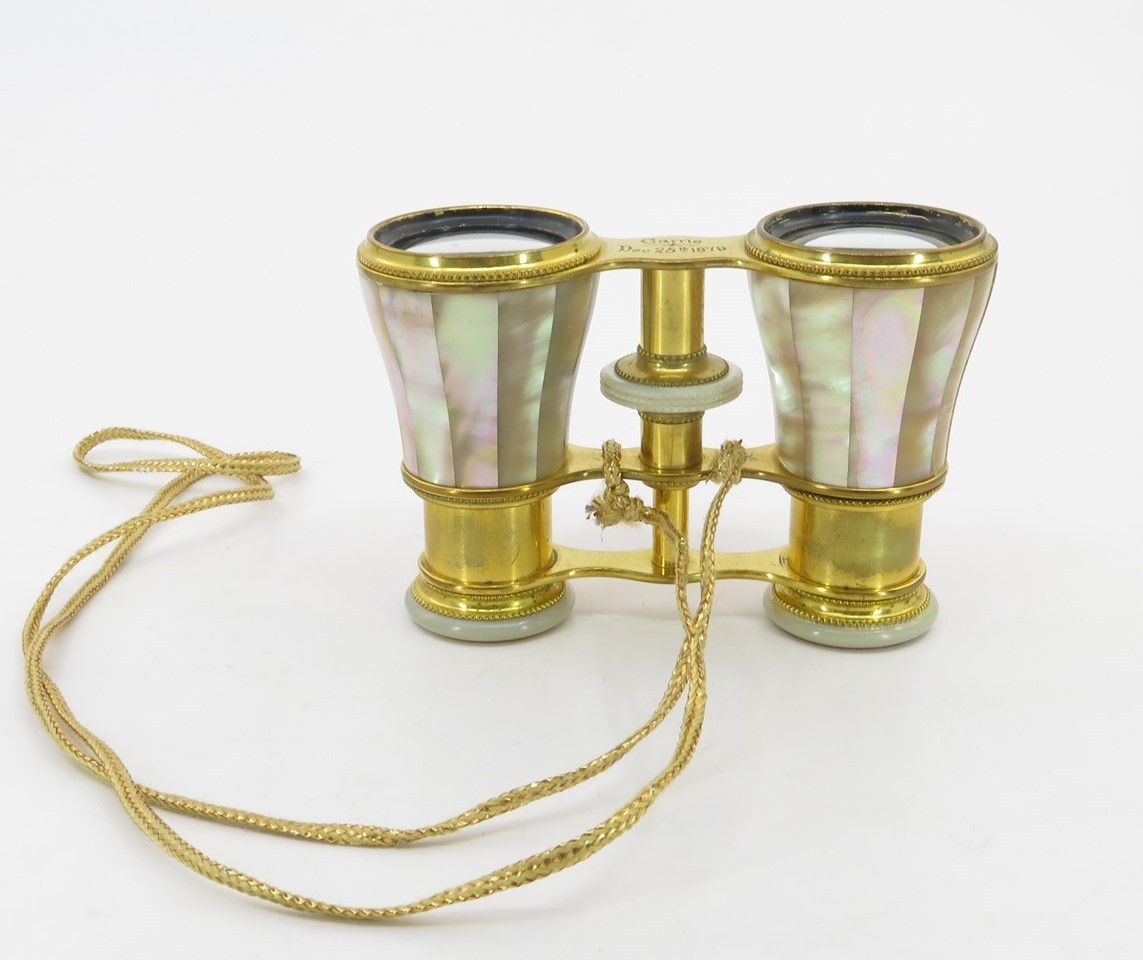 Antique LEMAIRE Mother of Pearl Opera Glasses Engraved \