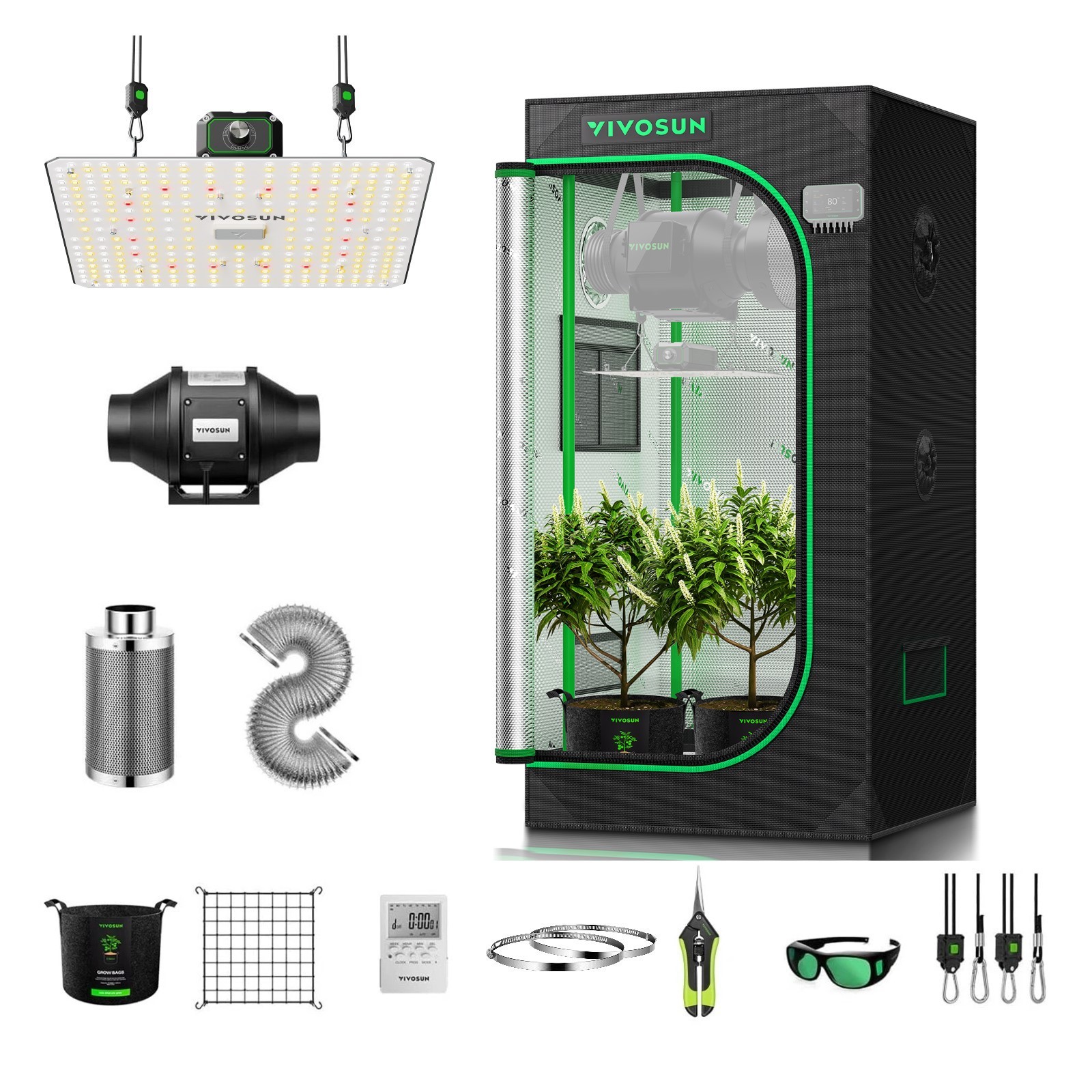 VIVOSUN 2x2FT Indoor Cpmplete Grow Tent Kit 100W LED Grow Light 4\ VIVOSUN 2x2FT Indoor Cpmplete Grow Tent Kit 100W LED Grow Light 4\