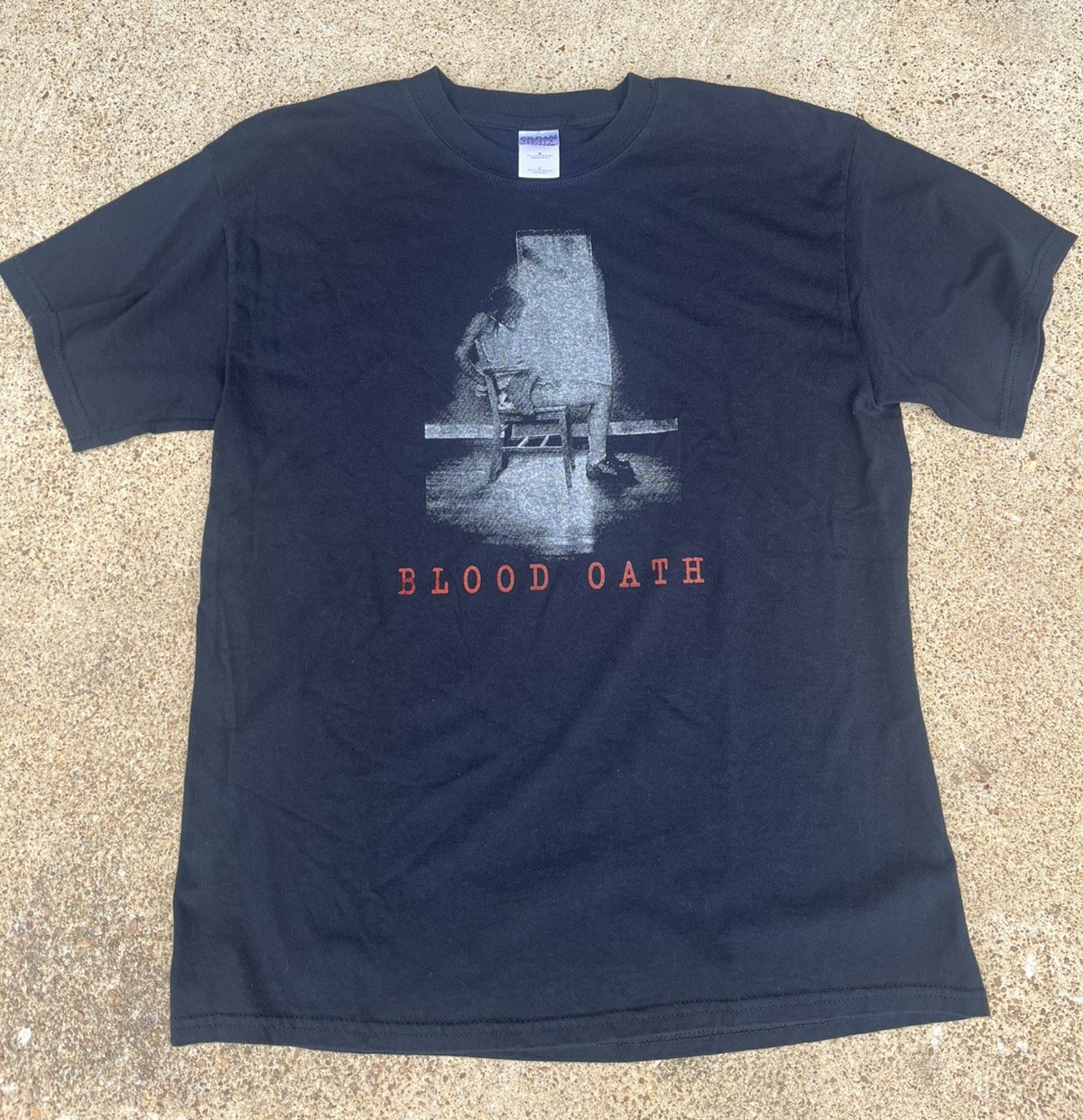 VTG Y2K Blood Oath Band Shirt Emo Rock Mens L Black Concert heavy cotton rare