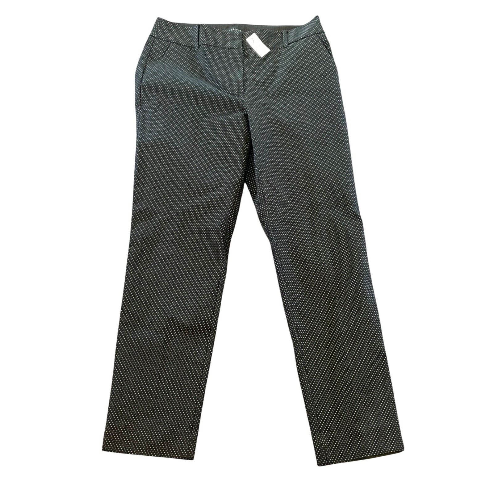 Talbots Hampshire Ankle Pants Womens 6 Black White Pin Dot Stretch Trousers NEW