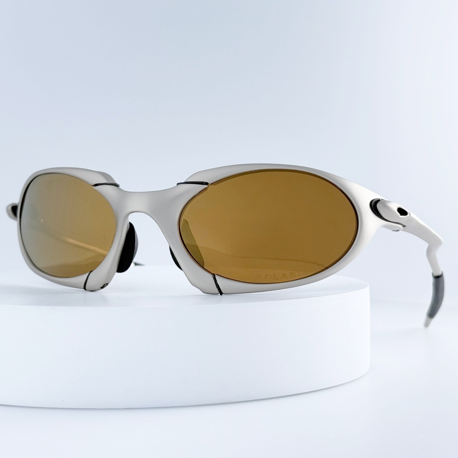 Oakley Romeo X-Metal Sunglasses Silver Frame Brown Lens Vintage Rare