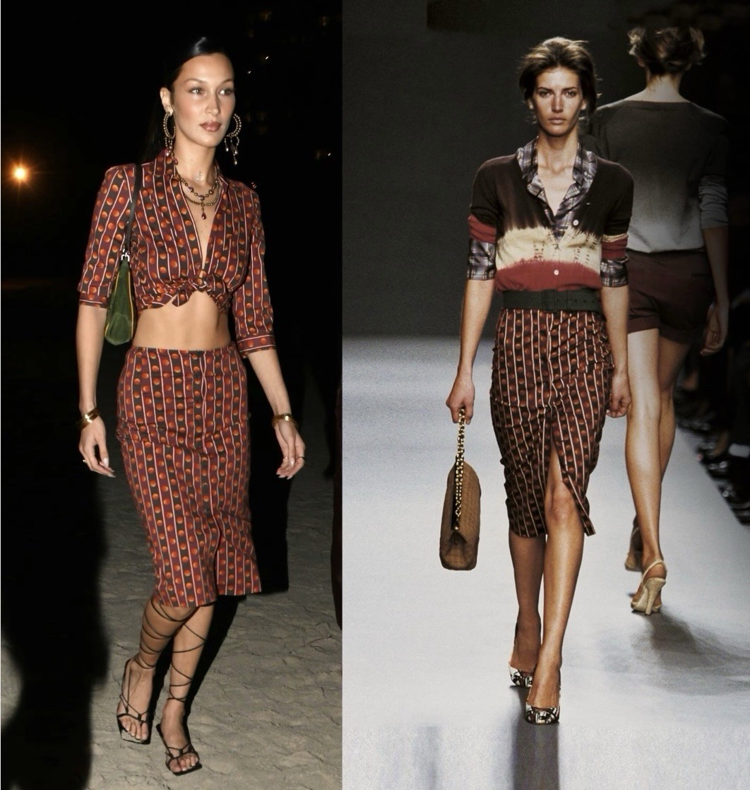 Vintage Prada Spring 2004 Eclipse Print Cotton Skirt IT 40 ASO Bella Hadid
