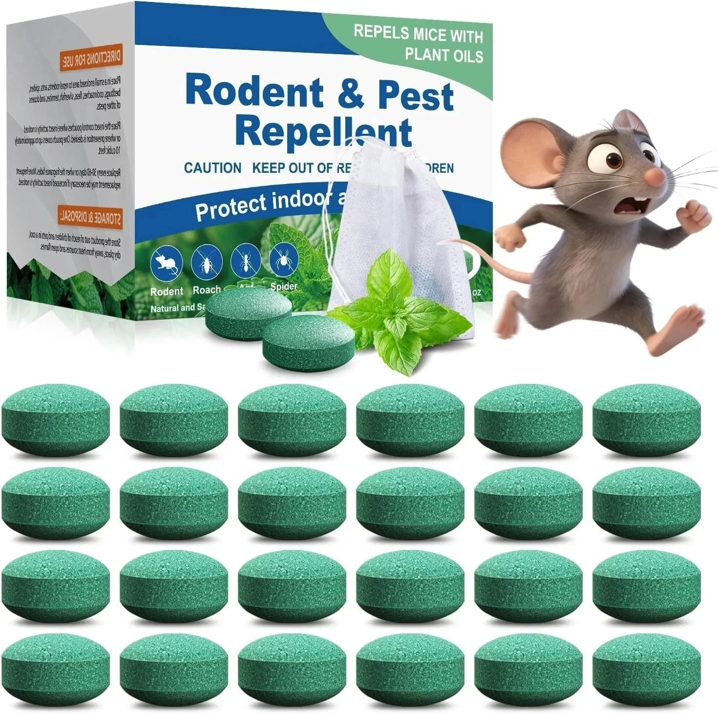 Natural Rodent Repellent Peppermint Sachets 24 Pack Mouse Mice Pest - US Natural Rodent Repellent Peppermint Sachets 24 Pack Mouse Mice Pest - US