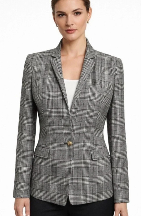 J. Crew Women\'s Regent In Glen Plaid Blazer Jacket Size 00 Gray Black 18003 J. Crew Women\'s Regent In Glen Plaid Blazer Jacket Size 00 Gray Black 18003