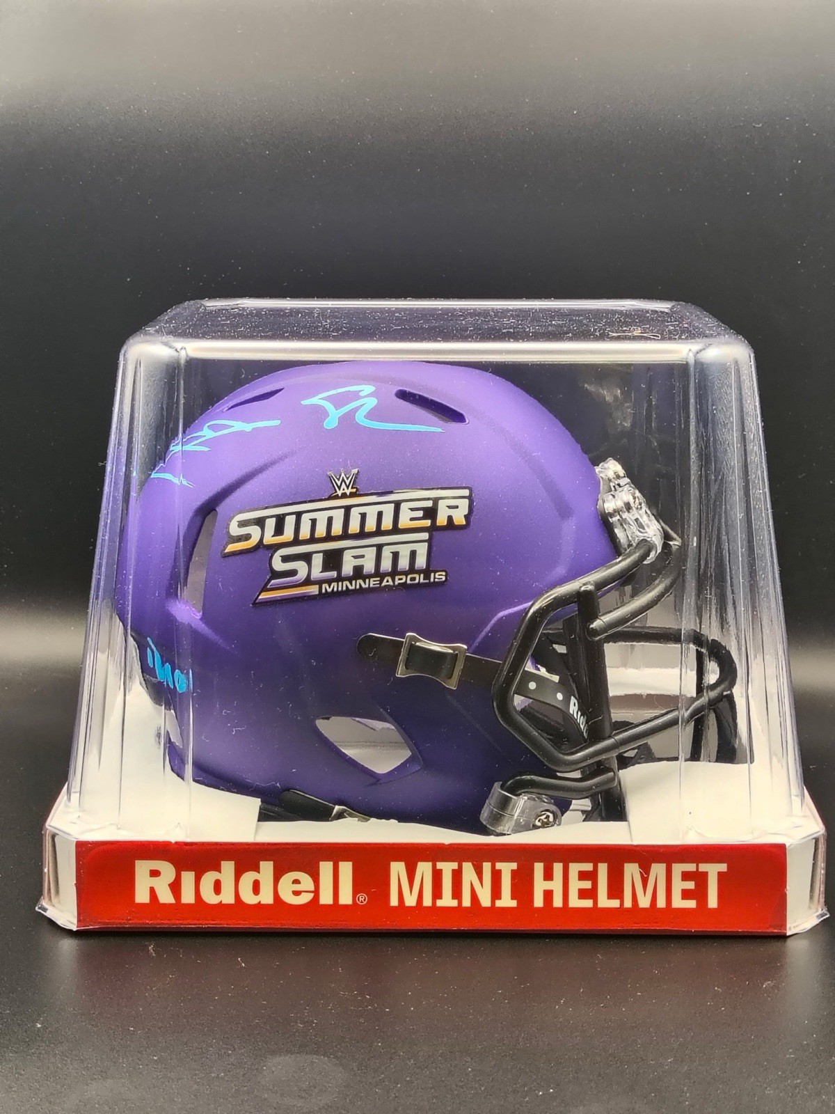 Fanatics 26 SummerSlam Dual Signed Mini Helmet-Becky Lynch Seth Rollins WWE 1/10