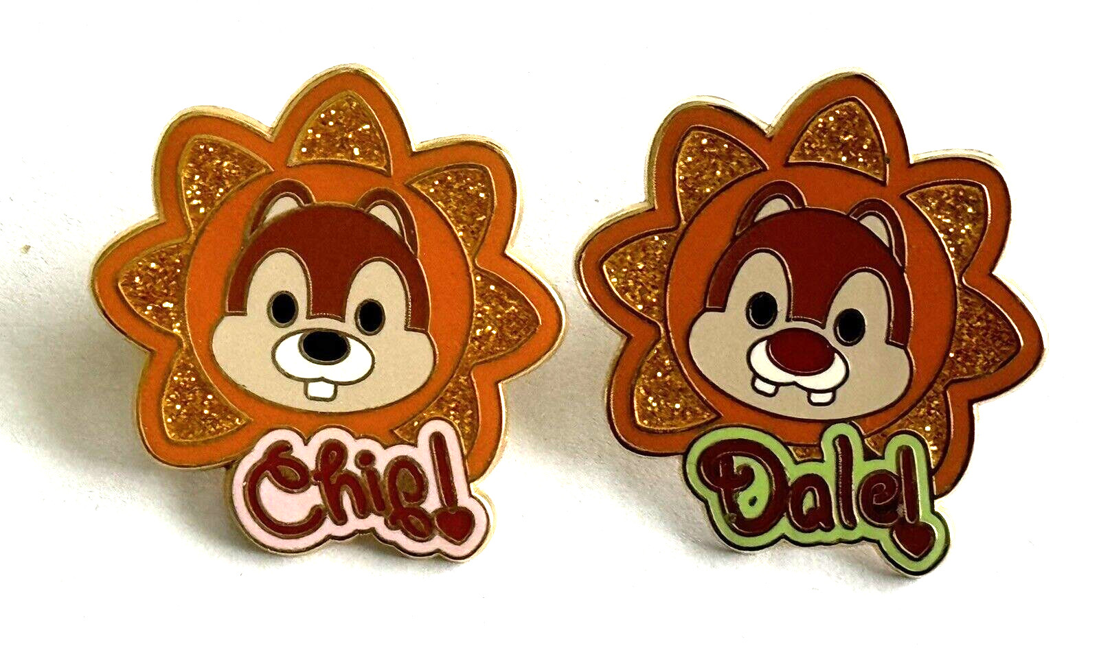 DISNEY 2007 CHIP AND DALE CUTIE CUTIES FLOWER GLITTER PINS LIMITED EDITION 2400