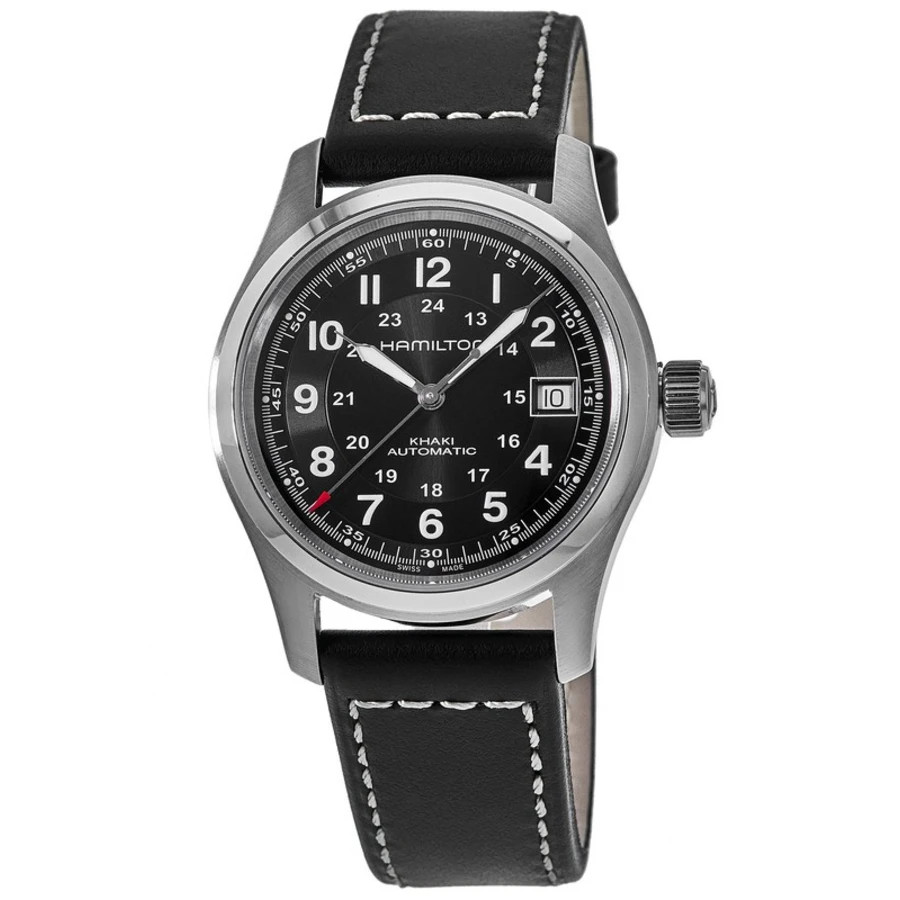 New Hamilton Khaki Field Auto 38MM Black Dial Leather Men's Watch H70455733