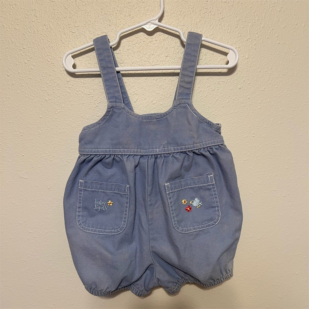 Vintage Carter's Baby B'gosh Girls Romper Blue Bird & Flowers 12 Months