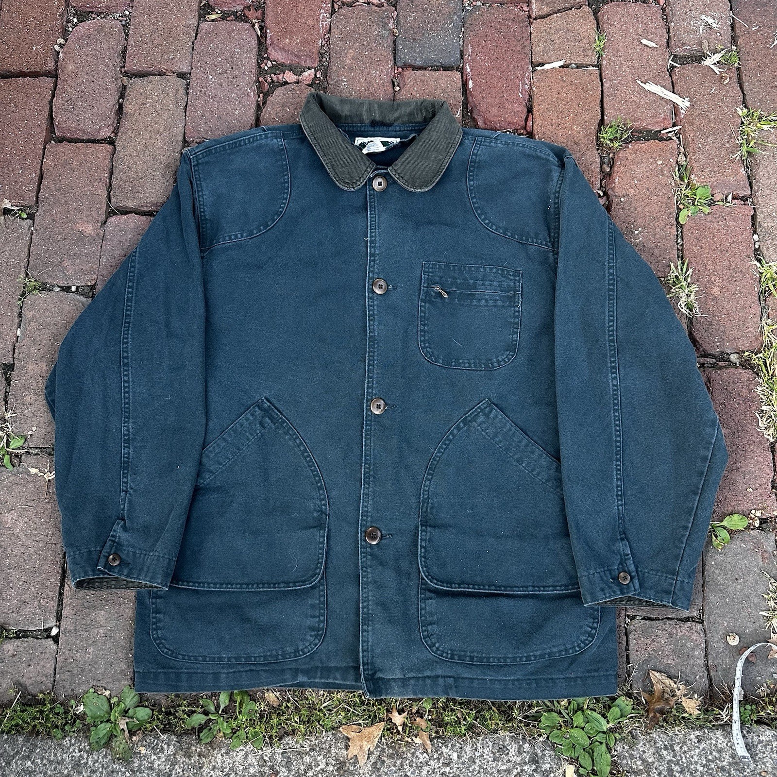 Vintage 80s LL Bean Pine Green Canvas Barn Coat Size Large Unlined USA Made