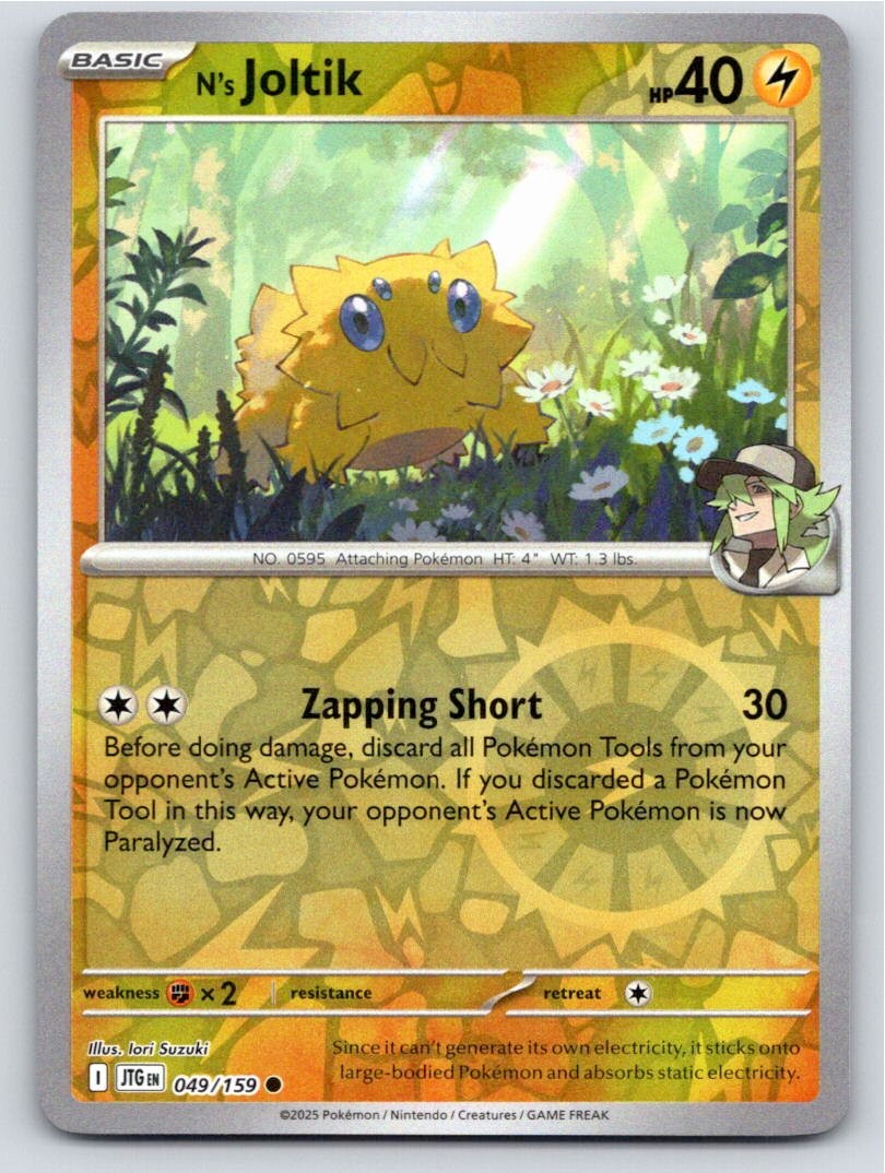 2025 POKEMON N\'S JOLTIK JOURNEY TOGETHER 049/159 JTG REVERSE HOLO NM FREE S&H