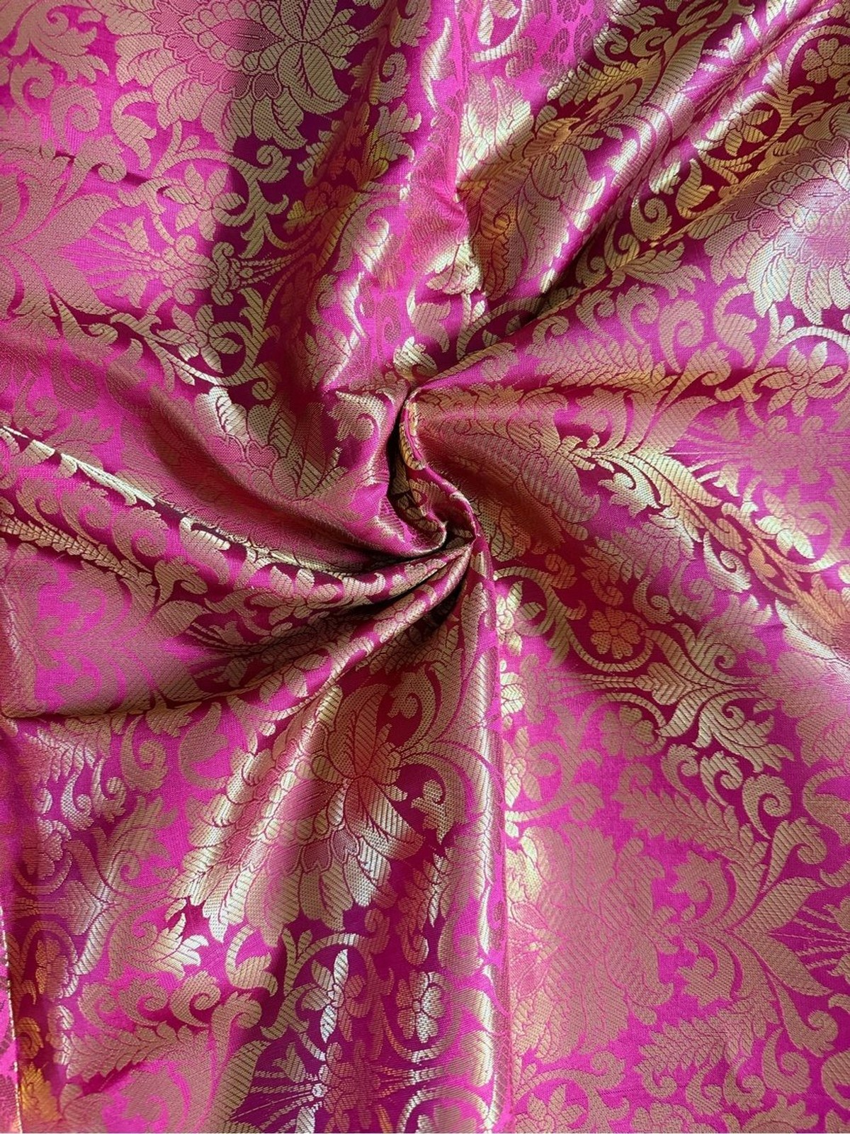 New 5.47 Yards of Magenta and Gold Brocade Fabric