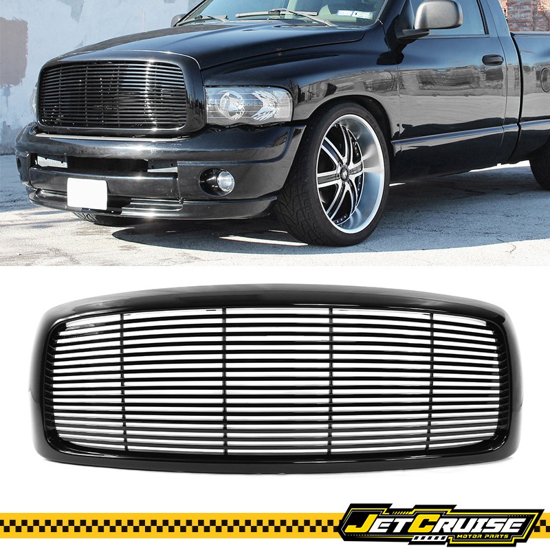 Fits 02-05 Dodge Ram 1500 2500 3500 Black Horizontal Billet Front Bumper Grille