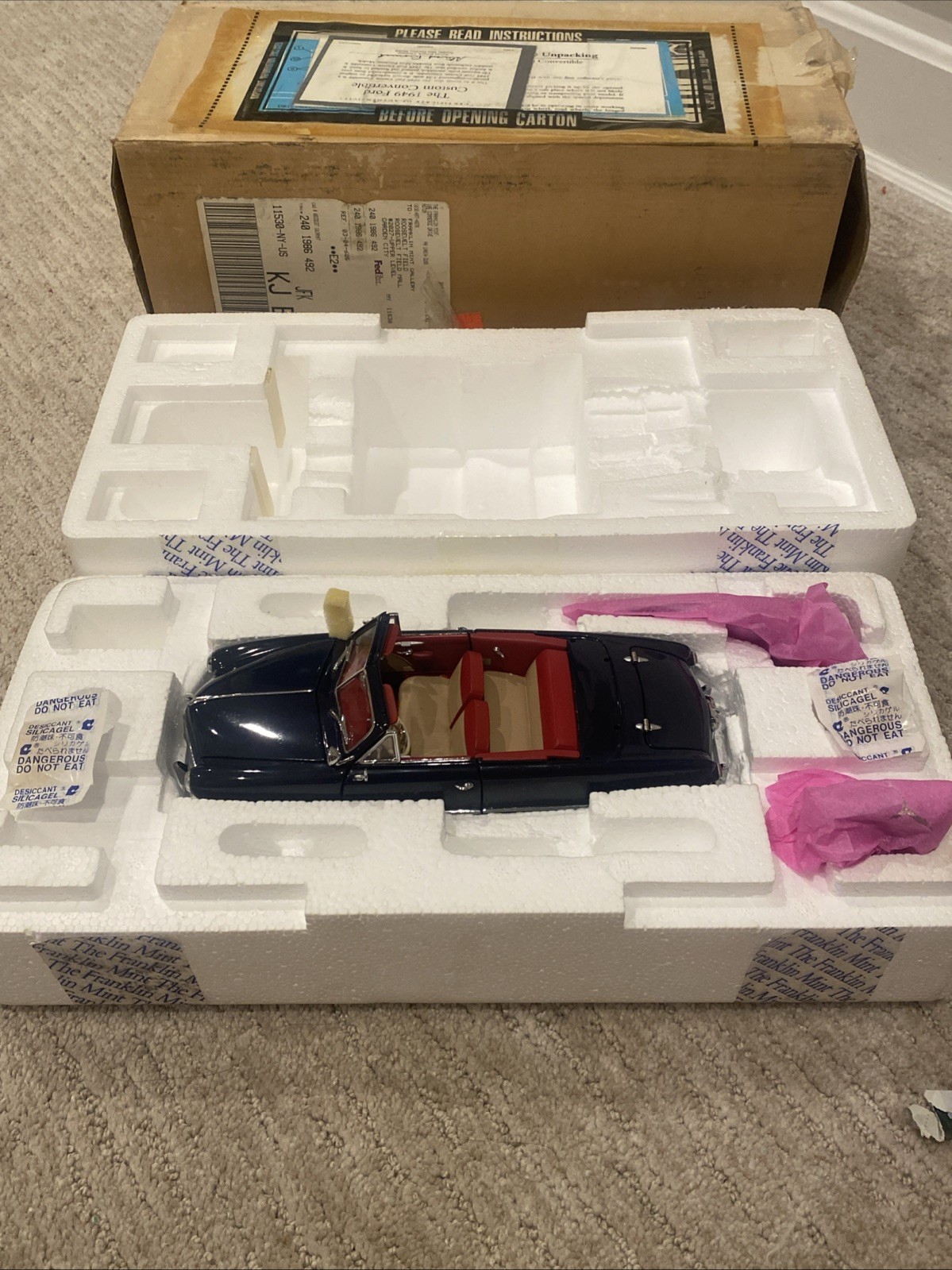 FRANKLIN MINT - 1949 FORD CUSTOM CONVERTIBLE - NEW IN BOX/NEVER DISPLAYED
