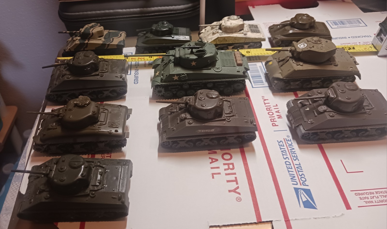 (L-7) 11 U.S. Sherman Tanks. Different Scales And Brands. Sold As Is. (L-7) 11 U.S. Sherman Tanks. Different Scales And Brands. Sold As Is.