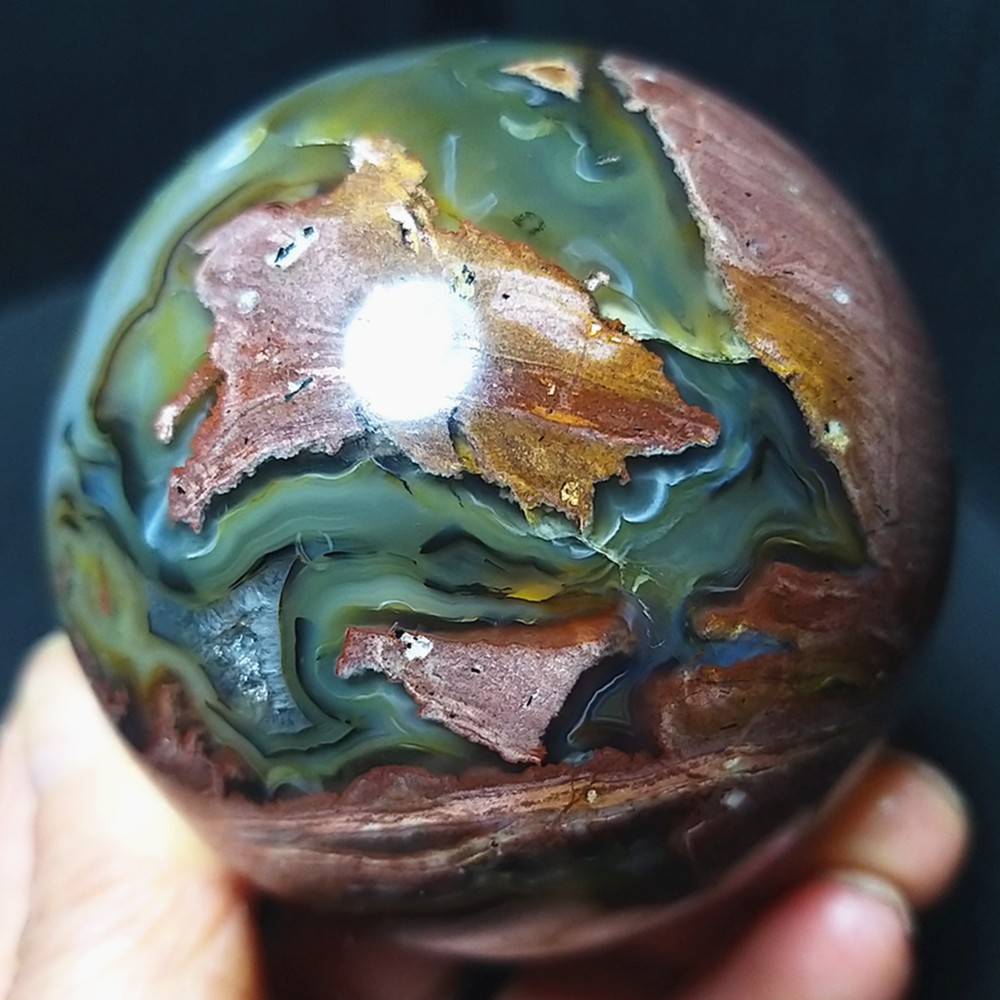 RARE 391G Natural Polished Colorful Agate Sphere Ball Healing Madagascar C1154