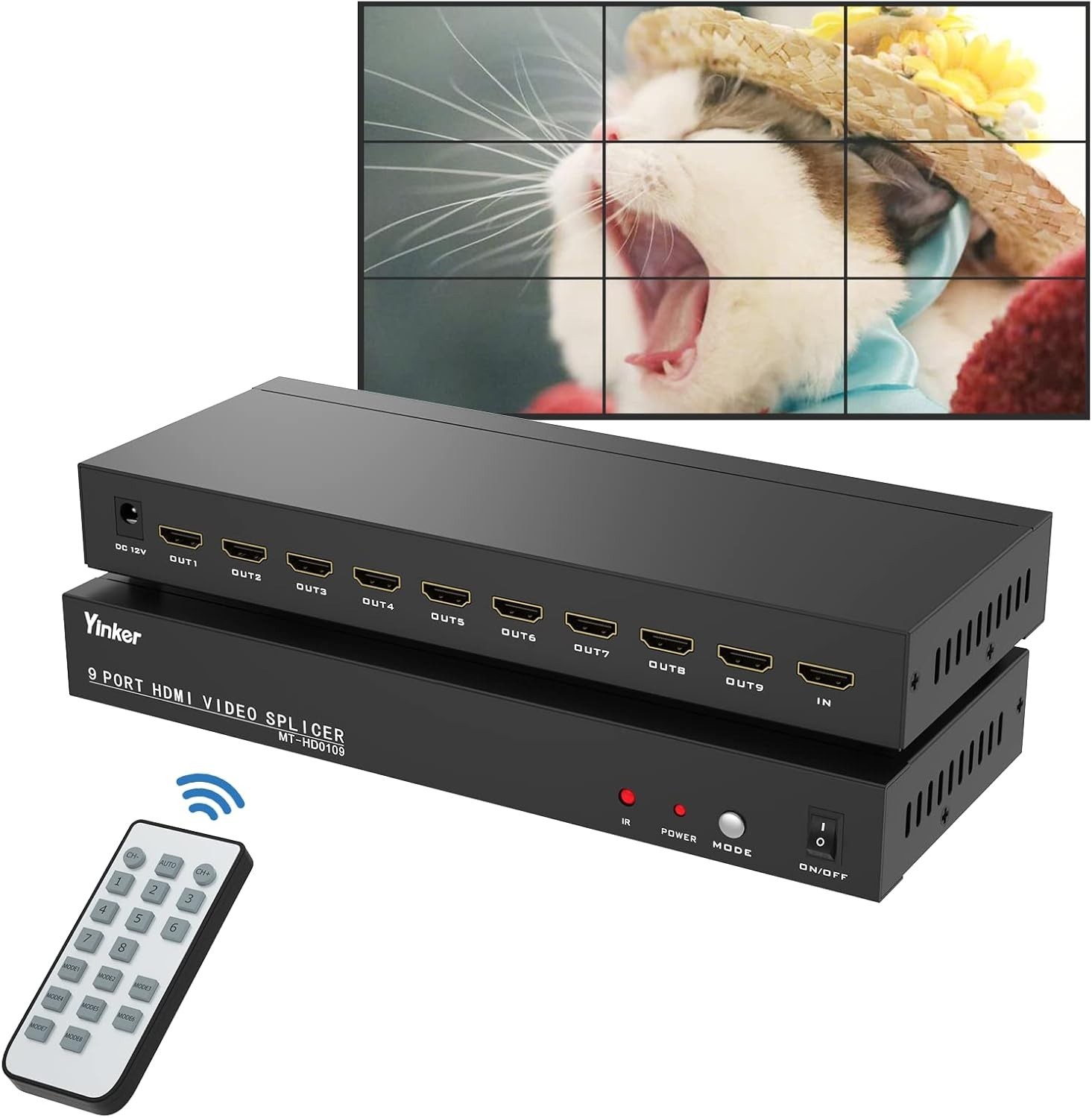 Yinker 3x3 HDMI Video Splicer 1080P@60Hz 1 in 9 out Wall Controller Multi Screen Yinker 3x3 HDMI Video Splicer 1080P@60Hz 1 in 9 out Wall Controller Multi Screen