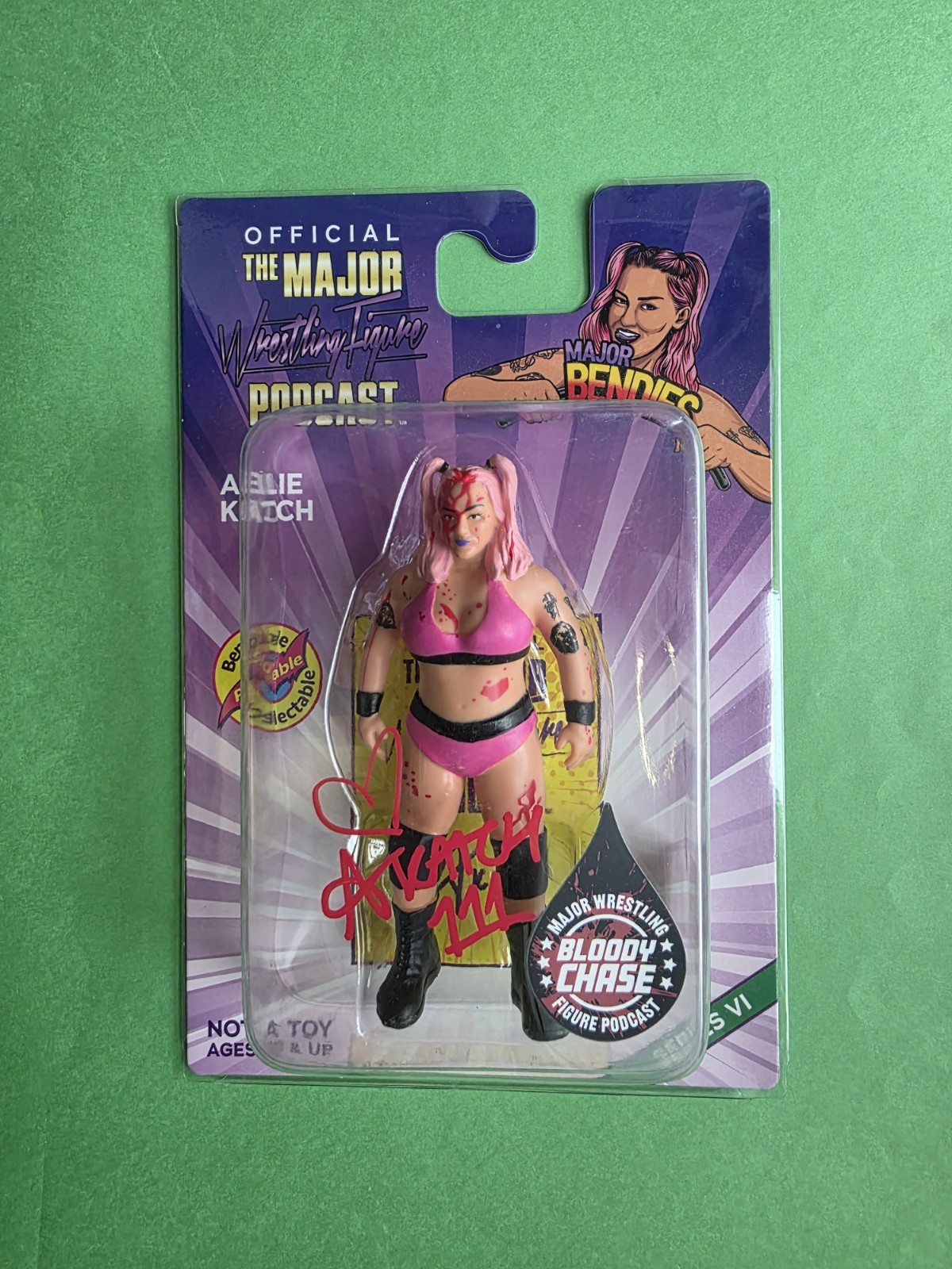 Allie Katch Hand Signed Bloody Chase Figure Major Bendies GCW MWFP Pro Wrestling Allie Katch Hand Signed Bloody Chase Figure Major Bendies GCW MWFP Pro Wrestling