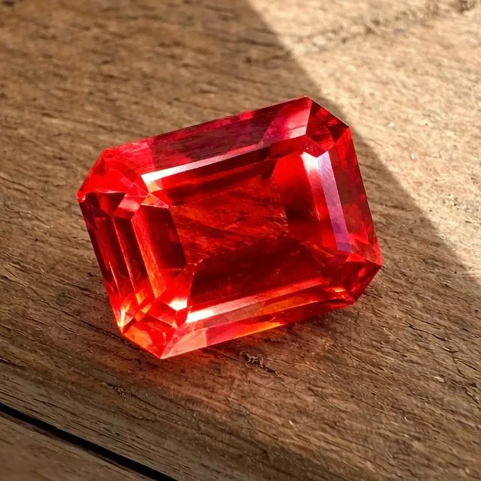 AAA+ 15.60 ct flawless sapphire orange emerald cut loose gemstone EGL Certified
