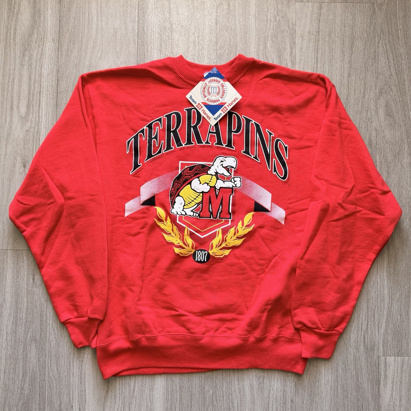 Vintage Maryland Terrapins Crewneck Sweater Team Hanes NWT Size Large Vintage Maryland Terrapins Crewneck Sweater Team Hanes NWT Size Large