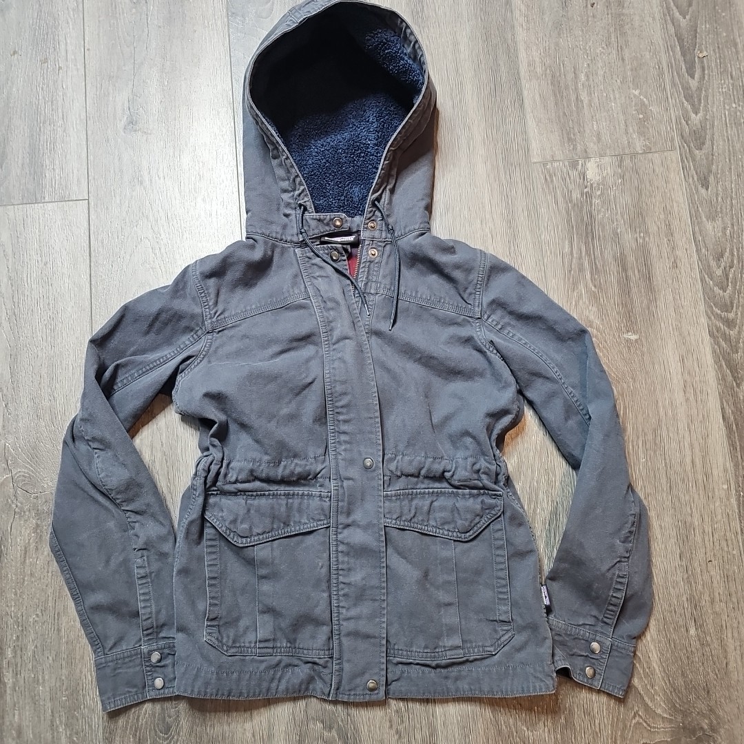 Patagonia Prairie Dawn Jacket Sherpa Hood Lined Women\'s Worn Wear Sz SMALL Patagonia Prairie Dawn Jacket Sherpa Hood Lined Women\'s Worn Wear Sz SMALL