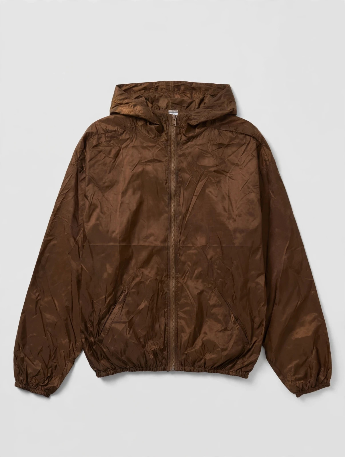 YEEZY WB-04 Windbreaker Brown Hooded Zip Jacket Size 2 100% Nylon Kanye West